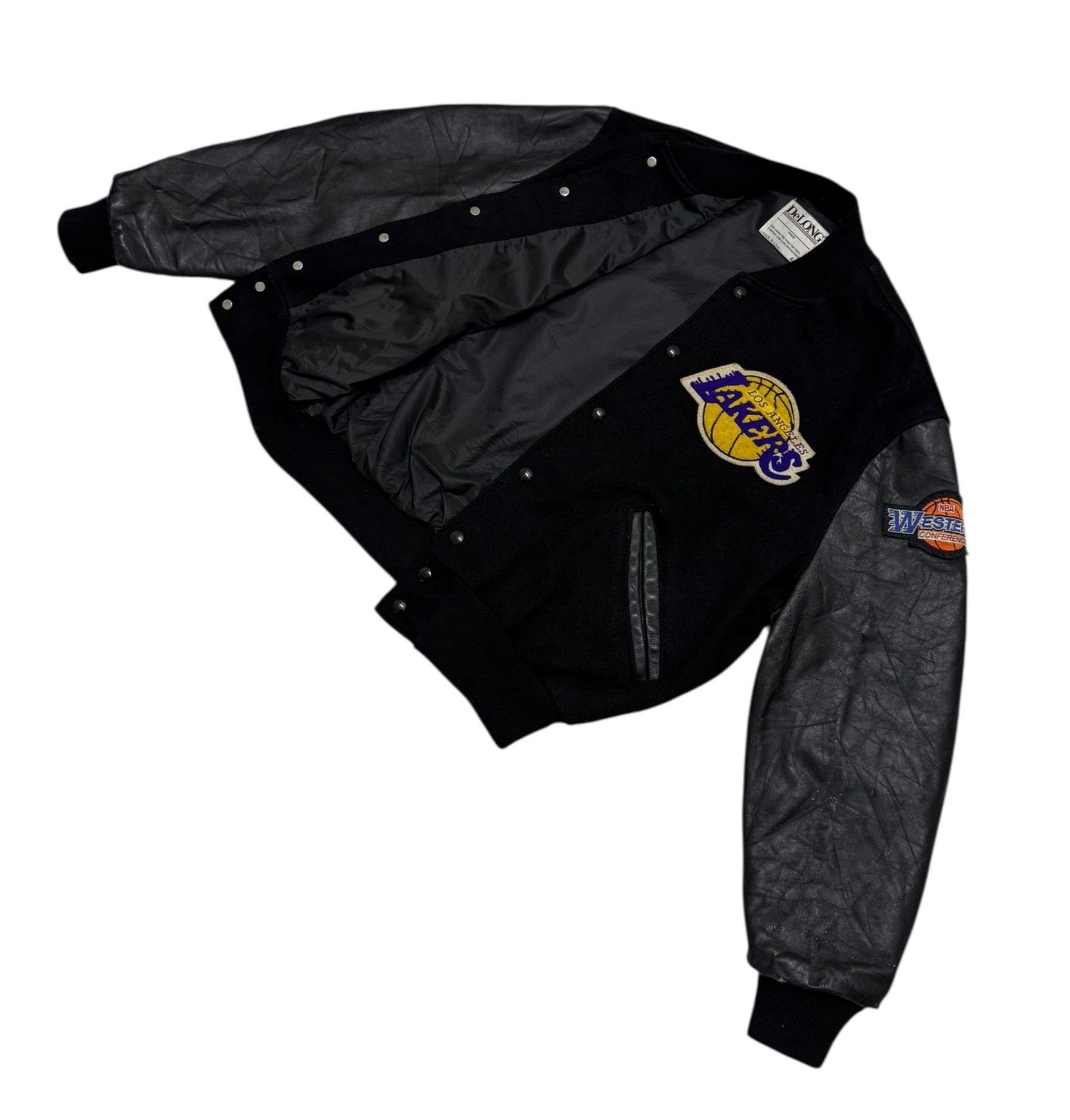Delong Delong Lakers Big Logo Leather Wool Varsity Jacket Size US L / EU 52-54 / 3 - 15 Thumbnail