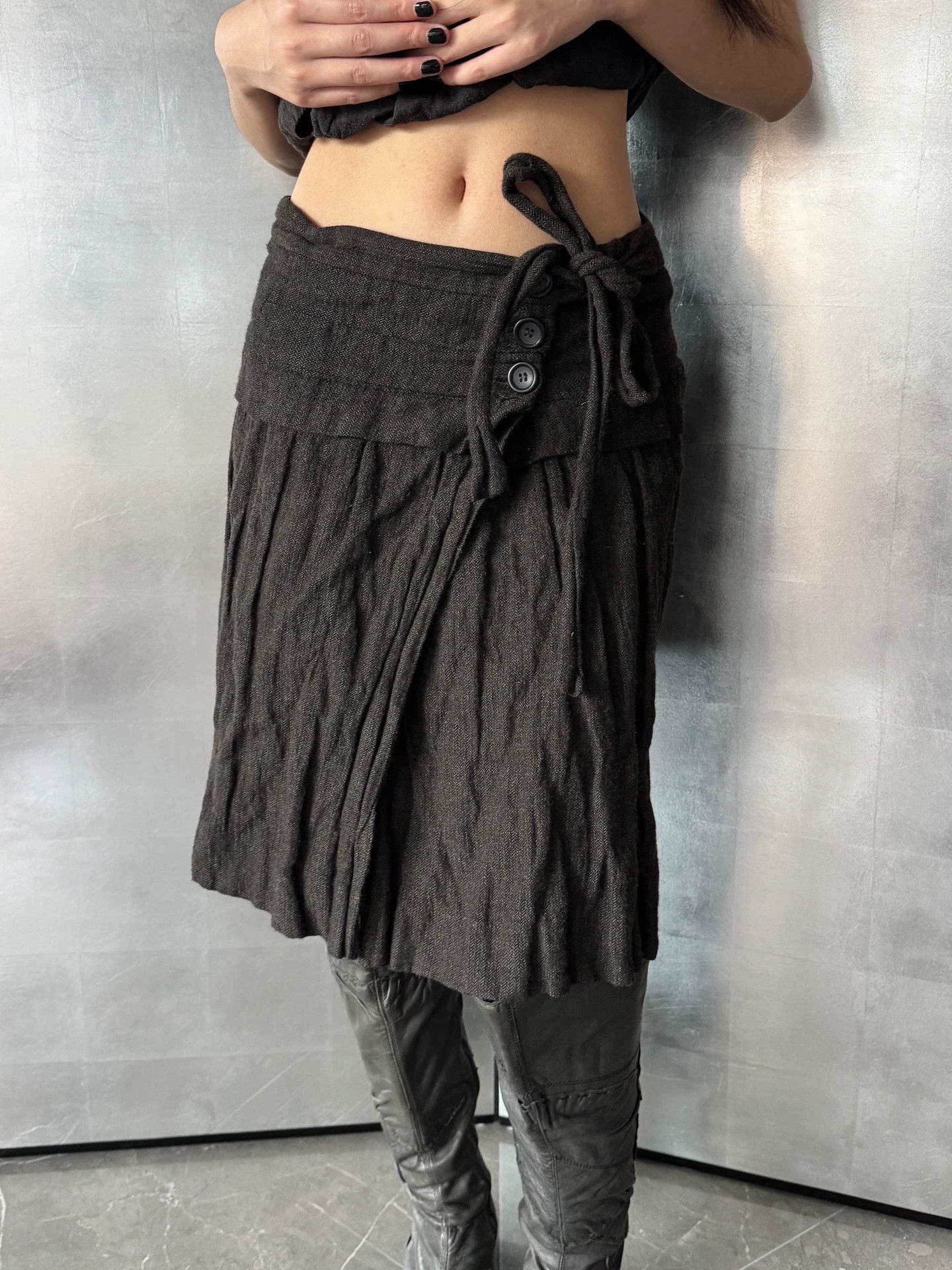 Vintage Vintage French Cotton Linen Pleated Mini Skirt Size 25" / US 0 / IT 36 - 1 Thumbnail