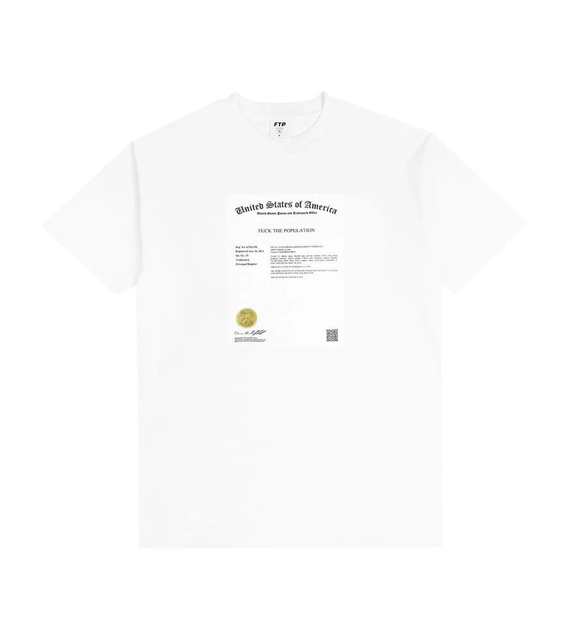 Fuck The Population FTP Trademark Tee White Sz Large Size US L / EU 52-54 / 3 - 1 Thumbnail