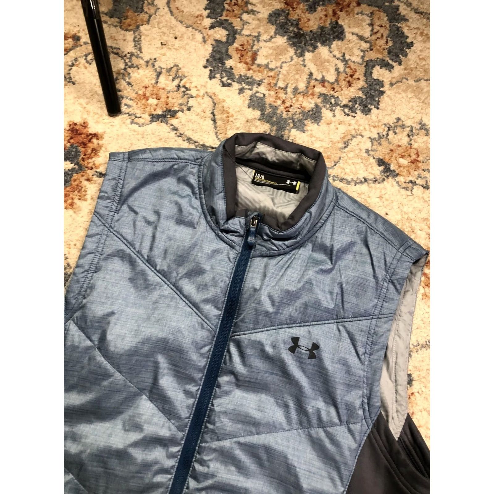 Under Armour Under Armour Vest Mens Large Blue UA Storm Quilted Insulated Full Zip Pockets Size US L / EU 52-54 / 3 - 6 Thumbnail