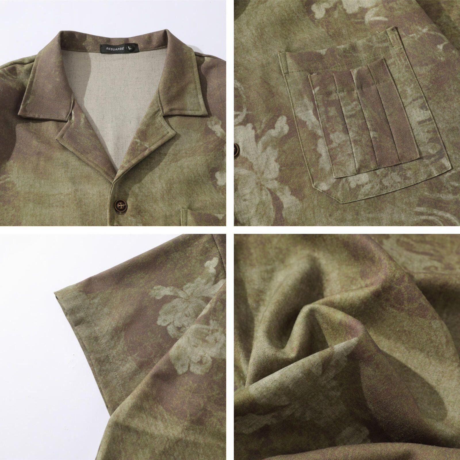 Other Dark Ink Print Cuban Collar Short-Sleeve Shirt | Tonal Olive Size US M / EU 48-50 / 2 - 4 Thumbnail