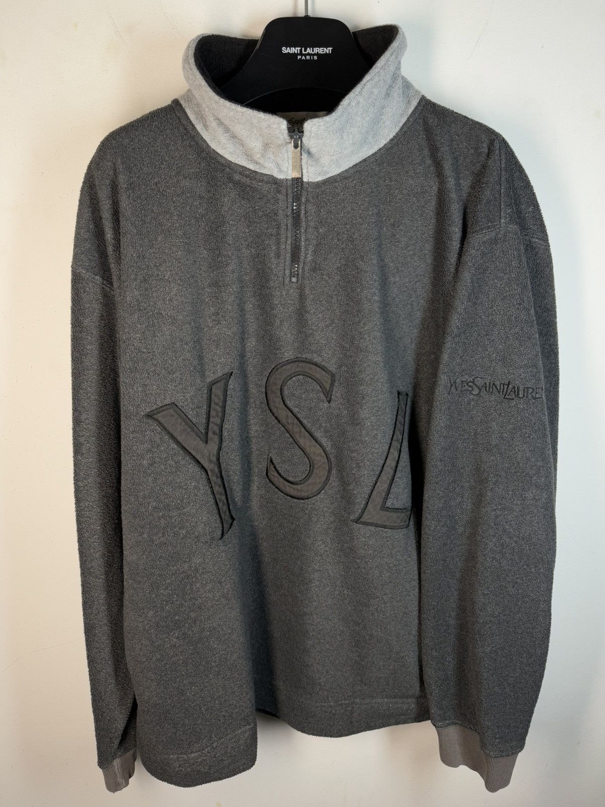 Yves Saint Laurent Fleece YSL Sweatshirt 1/4 Quarter Zip Up Logo Sweater Y2k Size US XL / EU 56 / 4 - 18 Thumbnail