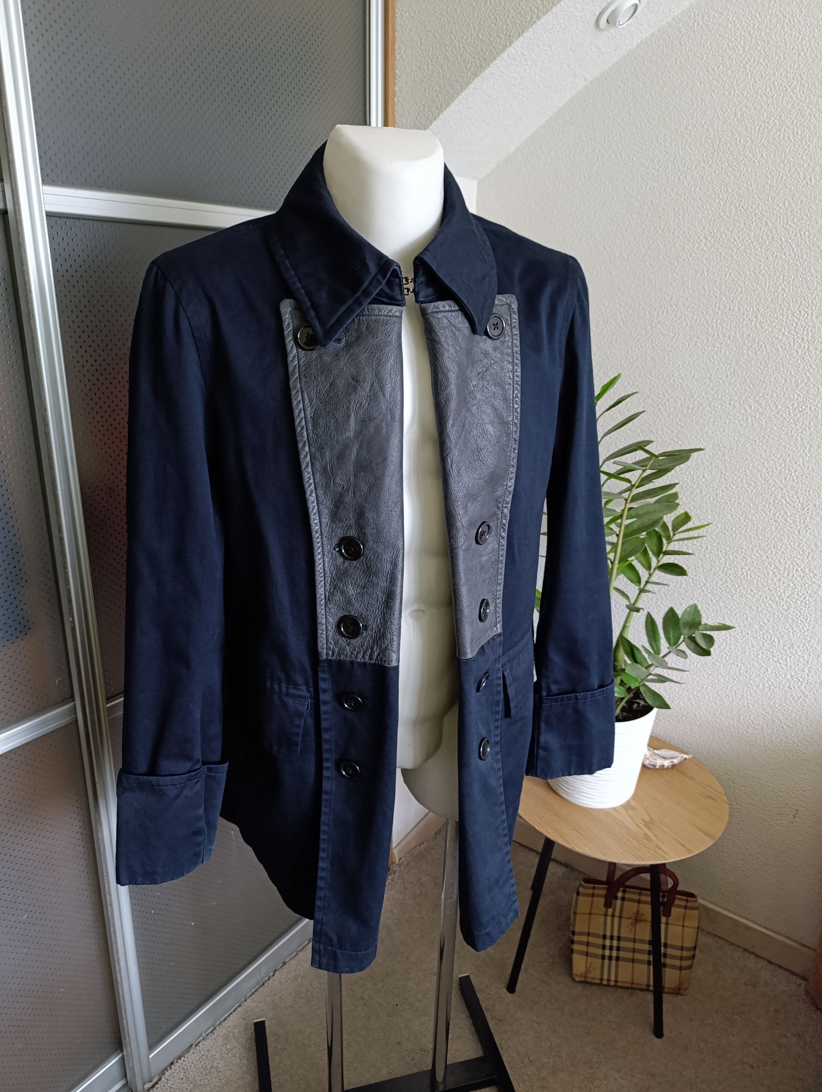 Yohji Yamamoto YOHJI YAMAMOTO Y'S MENS LEATHER SWITCHING COLOR DOUBLE COAT Size US XL / EU 56 / 4 - 9 Thumbnail
