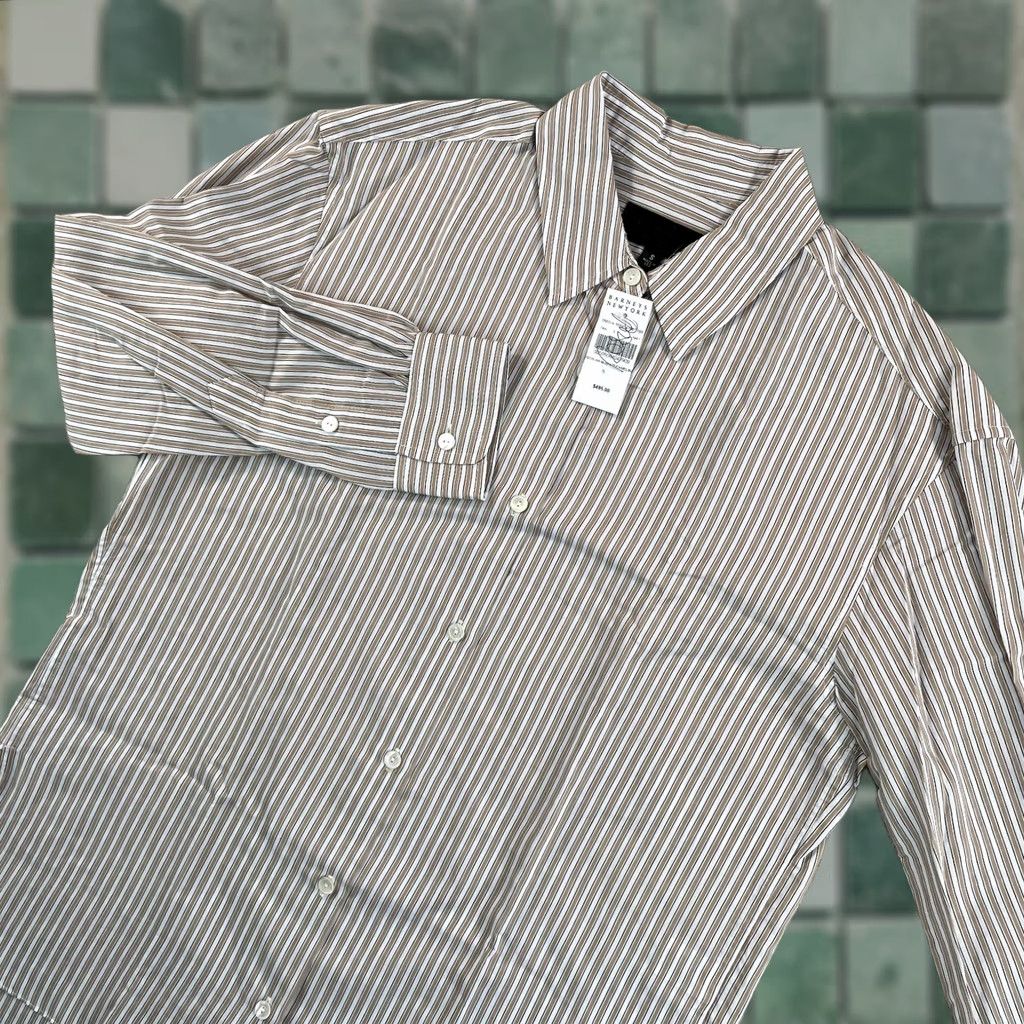 Nili Lotan Nili Lotan Shirt Women Small Silk Blend Oversized Button-Up White Camel Shirt Size S / US 4 / IT 40 - 1 Thumbnail
