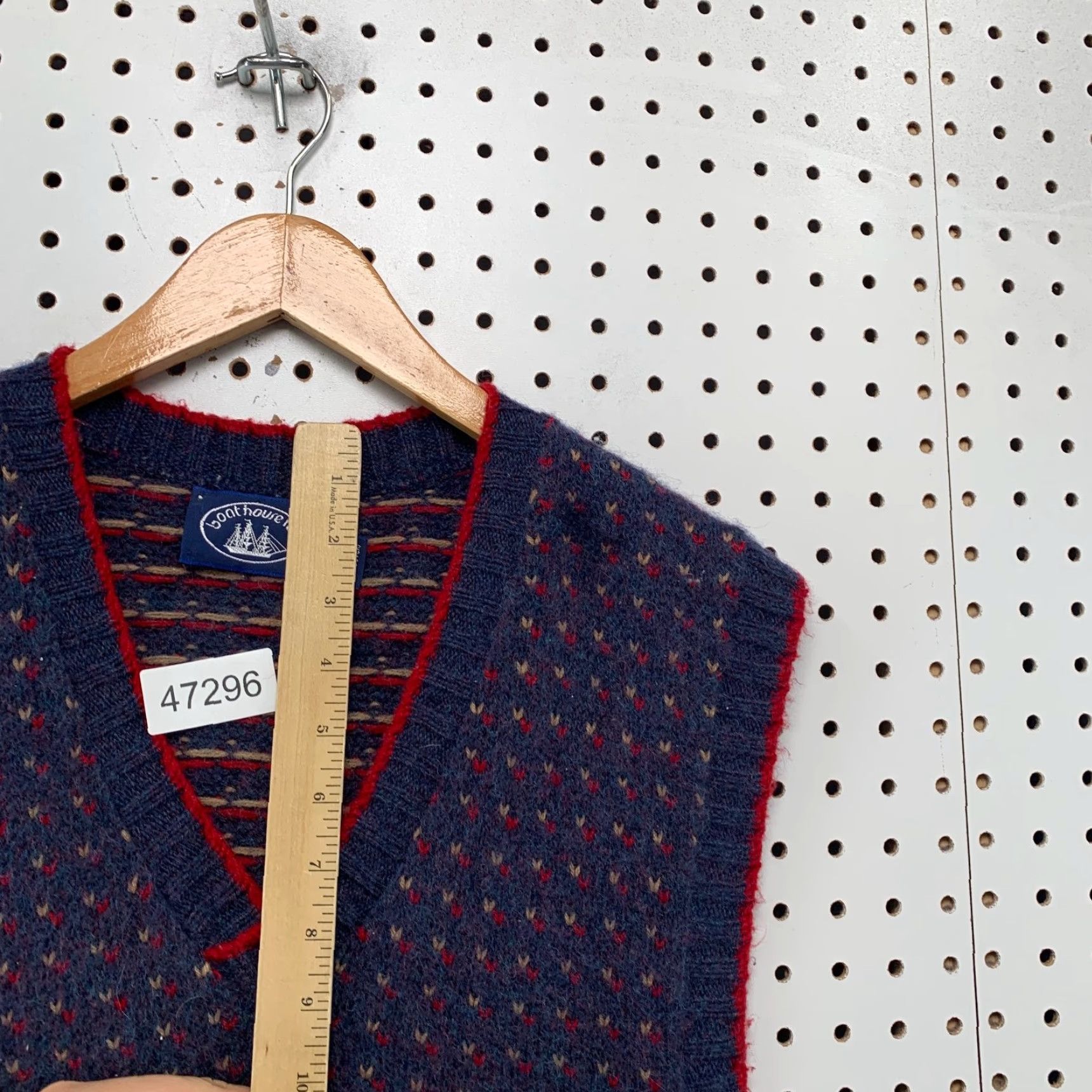 Vintage VINTAGE Boat House Row Mens Large Blue Wool Vest Sweater Knit - Birdeye Knit Vest USA Theme, US Size US L / EU 52-54 / 3 - 7 Thumbnail
