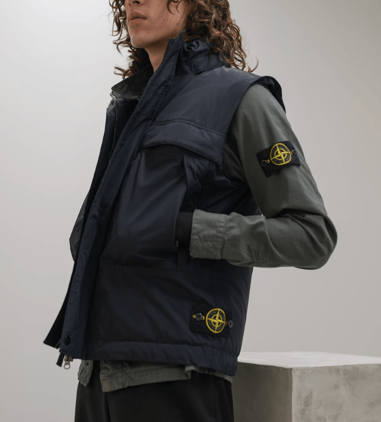 image of Stone Island Navy Micro Reps Down Vest, Women's (Size Medium)