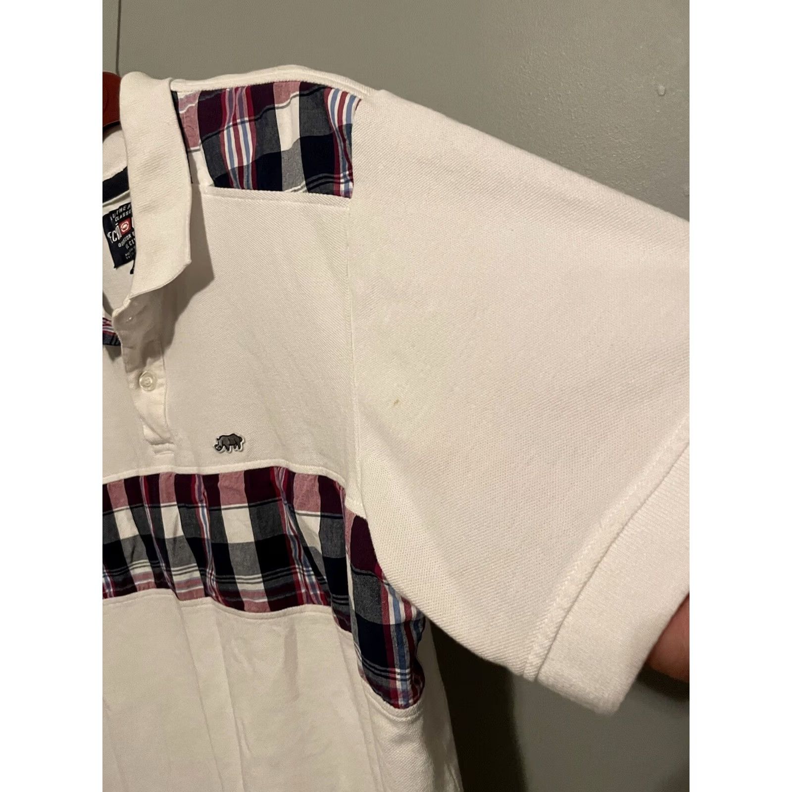 Ecko Unltd. VINTAGE Ecko Unltd Polo Shirt Mens XL White Embroidered Plaid Y2K Rugby Grunge 90s 00s Size US XL / EU 56 / 4 - 5 Thumbnail