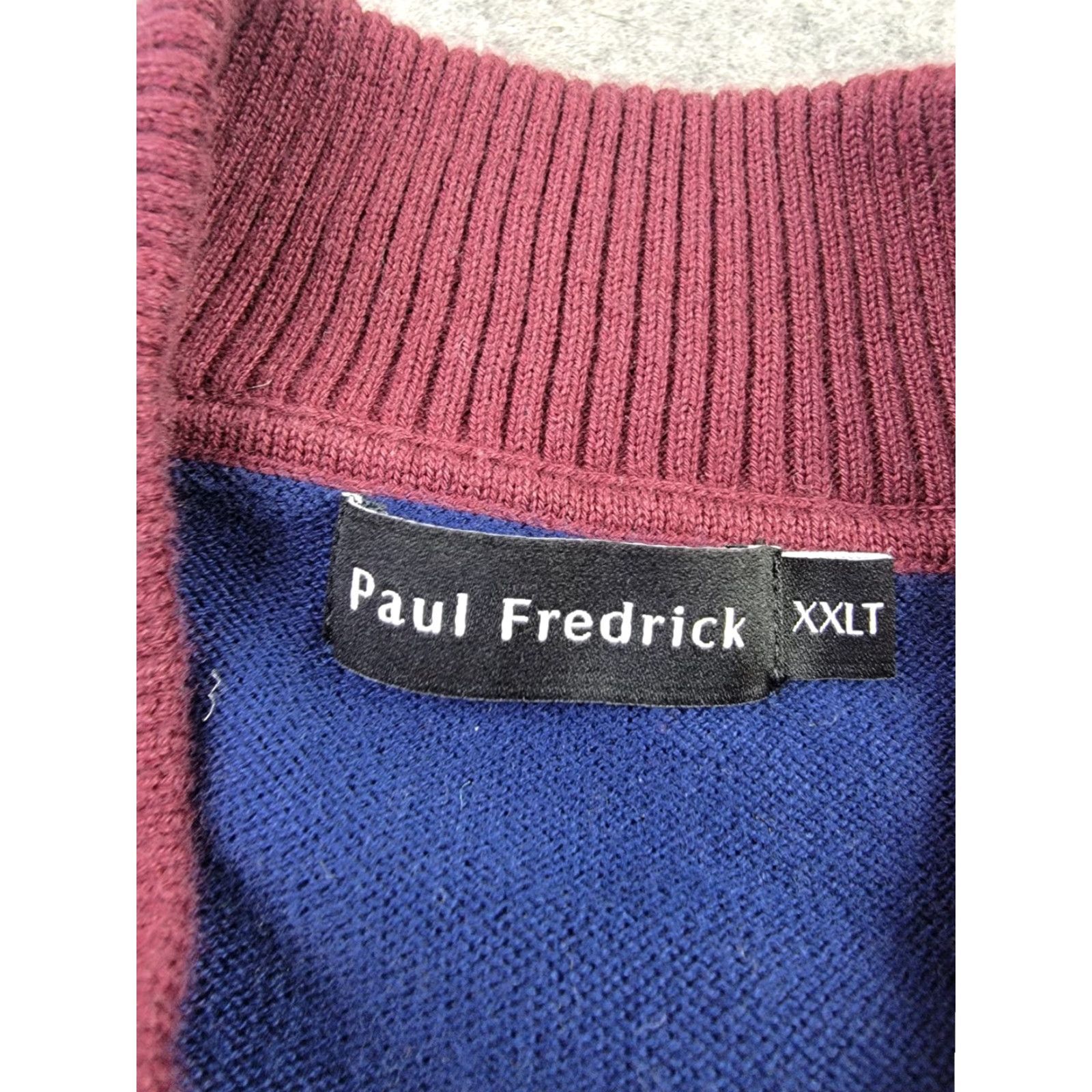 Vintage VINTAGE Paul Fredrick Sweater Mens 2XLT Red Blue Full Zip 100% Cotton Size US XXL / EU 58 / 5 - 2 Thumbnail