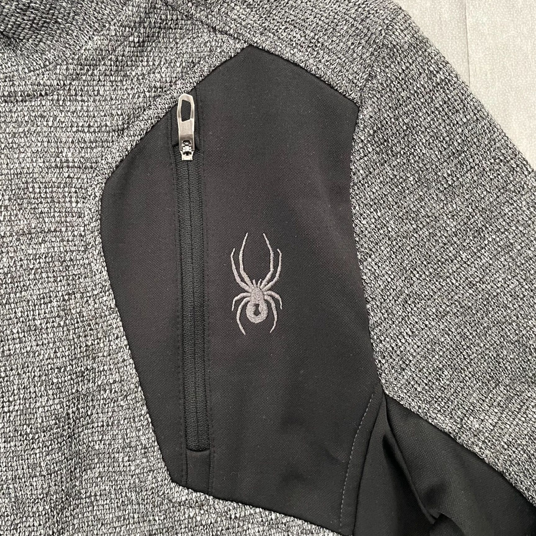 Spyder Spyder Jacket Mens Zip Fleece Full Zip Gray Black Adult S Size Regular Logo Pocket Stand-Up Collar Size US S / EU 44-46 / 1 - 4 Thumbnail