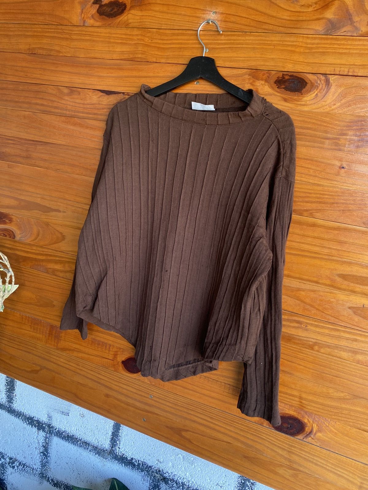 Issey Miyake Vintage HAI Sporting Gear Brown Ribbed Knit Top Issey Miyake Size M / US 6-8 / IT 42-44 - 4 Thumbnail