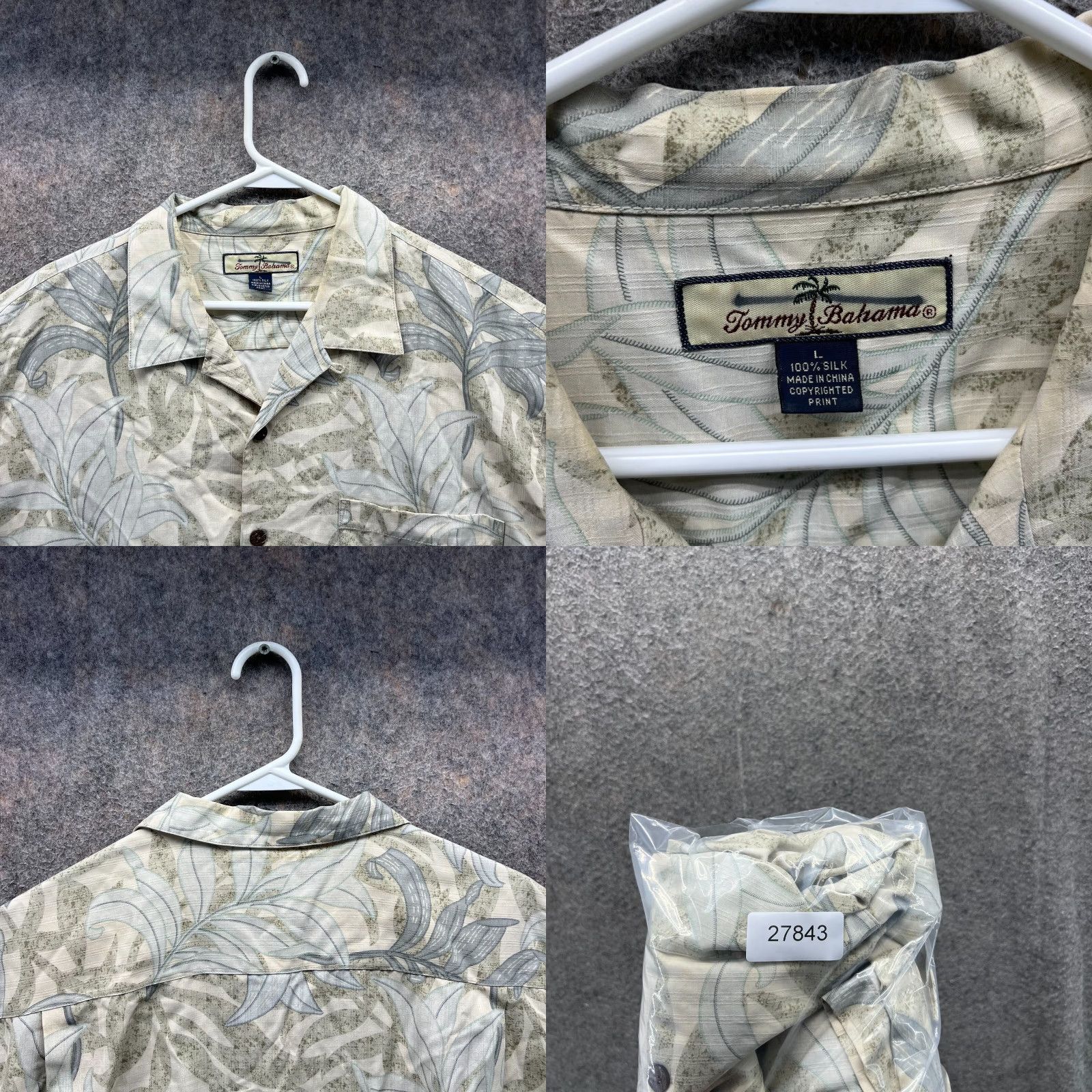 Tommy Bahama VINTAGE Tommy Bahama Shirt Men Large Beige Button-Down Silk Floral Hawaiian Tropic Ivory Size US L / EU 52-54 / 3 - 8 Thumbnail