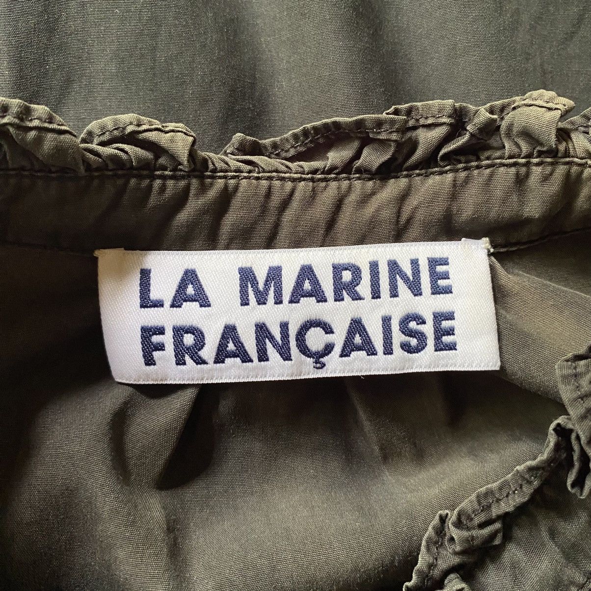Japanese Brand LA MARINE FRANÇAISE Black Ruffle Collar Puff Shoulder Shirt Size M / US 6-8 / IT 42-44 - 14 Thumbnail