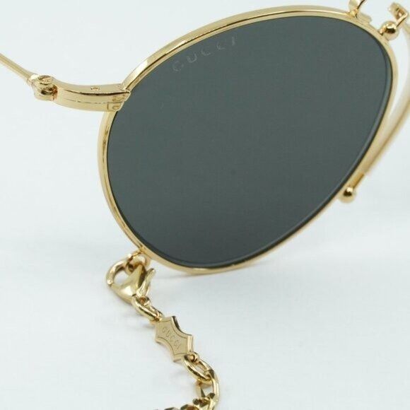 Gucci Gucci GG1034S 002 Sunglasses Gold Geometric Frame, Grey Lens Size ONE SIZE - 4 Thumbnail
