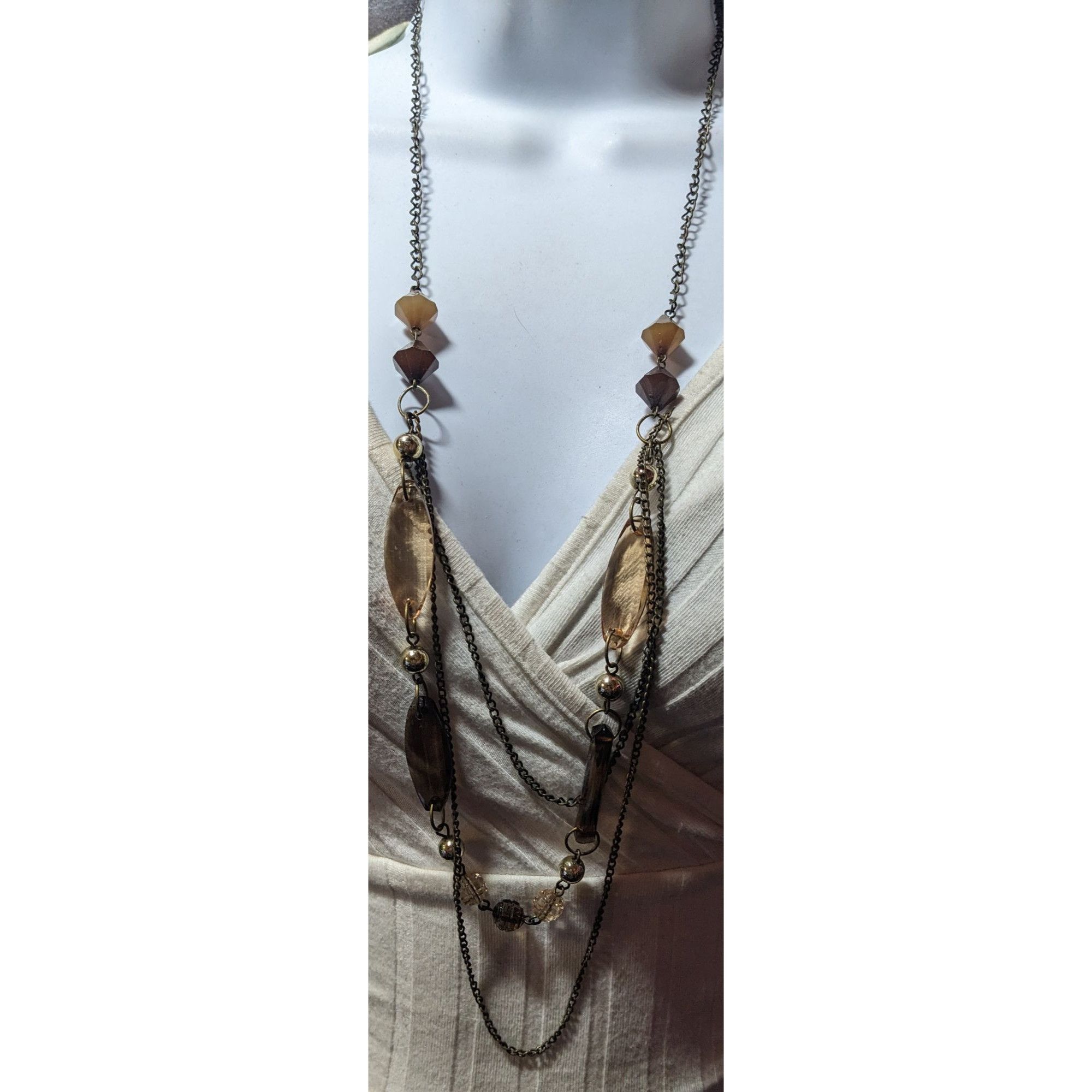 Other Retro Earth Tone Multilayer Gemmed Chain Necklace Size ONE SIZE - 8 Thumbnail