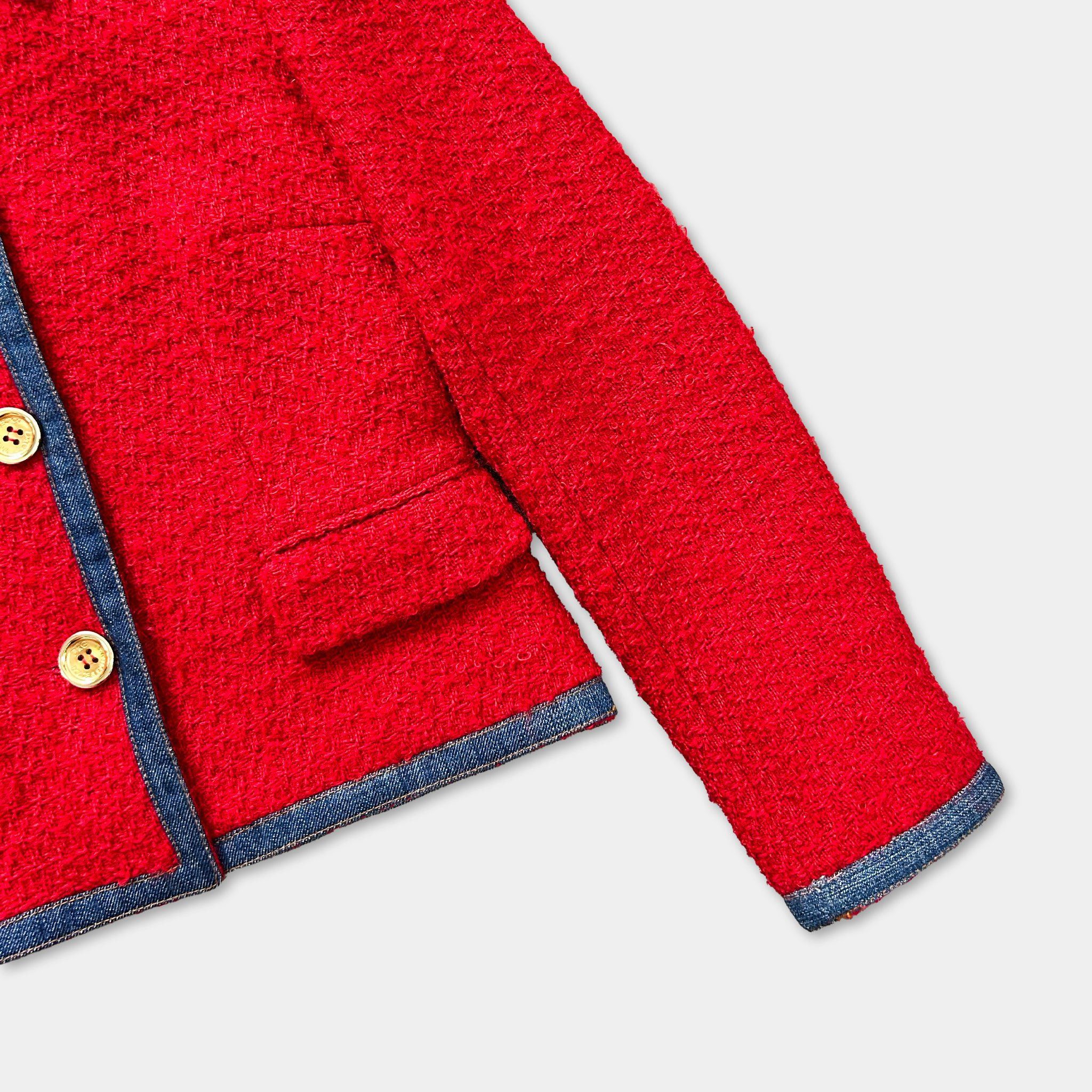 Dolce & Gabbana Dolce & Gabbana Red Tweed Denim Jacket Size S / US 4 / IT 40 - 4 Thumbnail