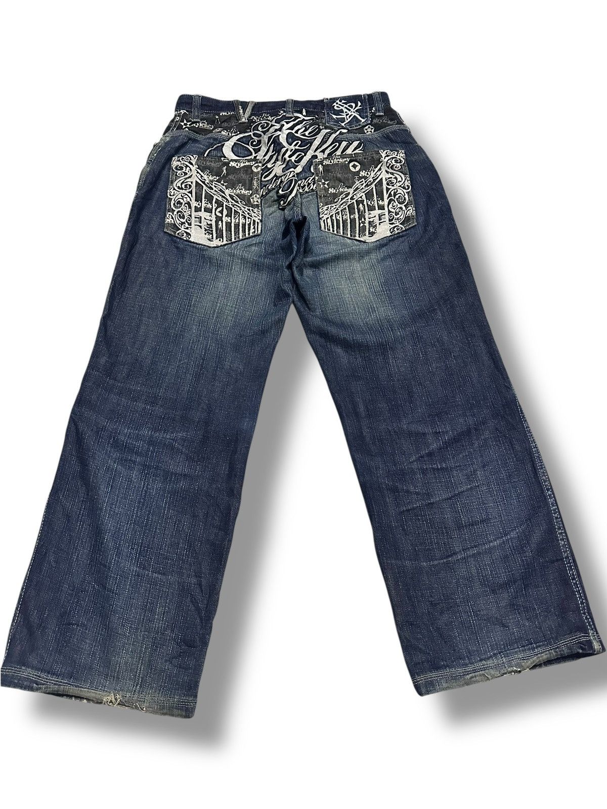 Japanese Brand TheStyleKey Embroidered Vintage Jean Baggy Loose Style Faded Size US 33 - 1 Thumbnail