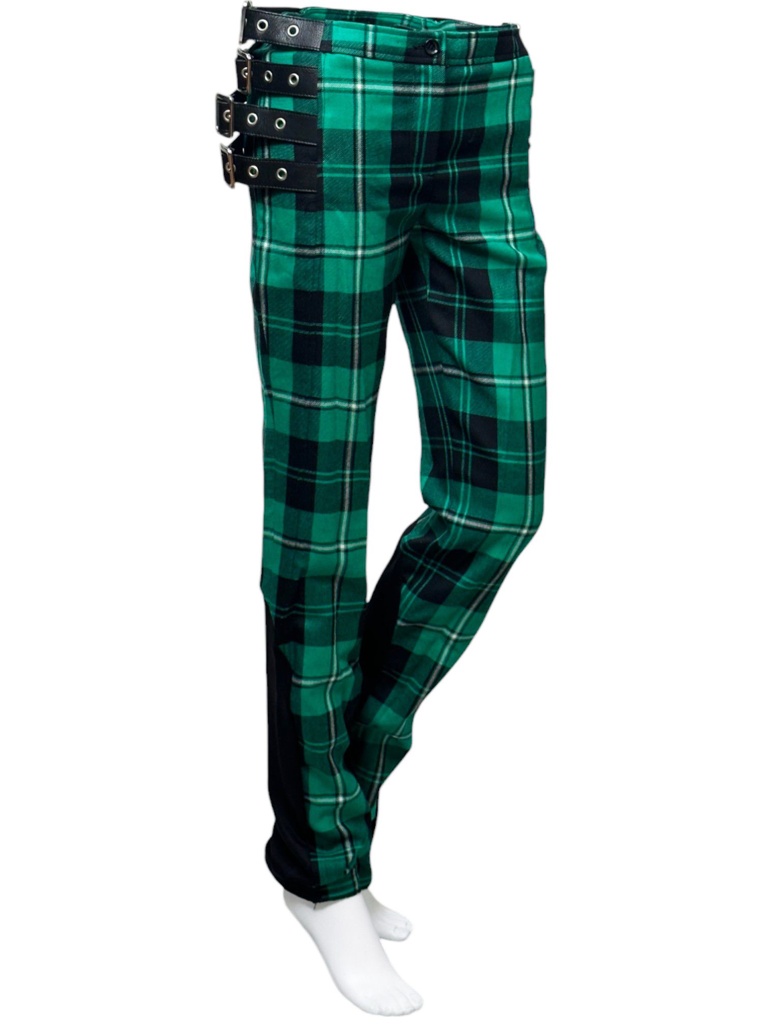 Dolce & Gabbana F/W 2003 Tartan Bondage Green Black Pants Size 26" / US 2 / IT 38 - 4 Thumbnail