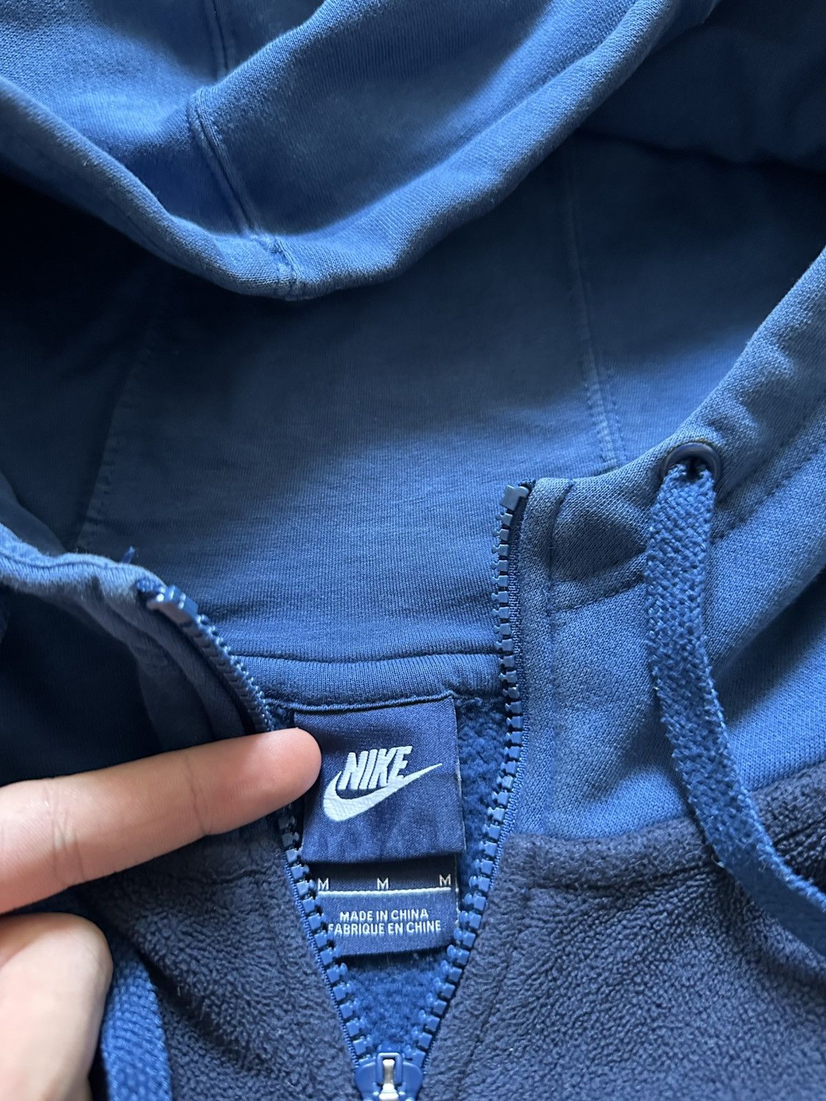 Nike × Vintage Vintage Nike Zip Hoodie Mini Swoosh Blue Fleece Y2K USA Size US M / EU 48-50 / 2 - 3 Thumbnail