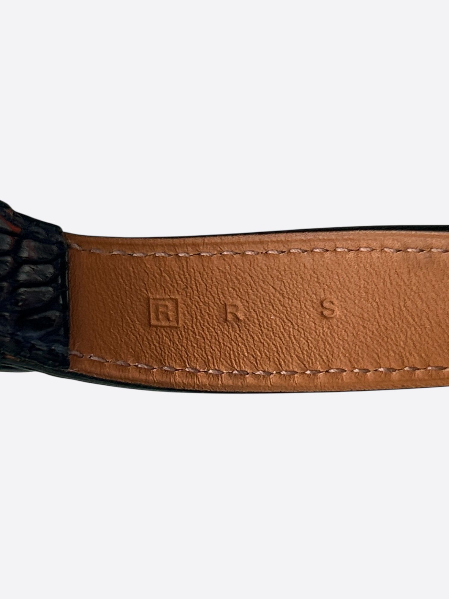 Hermes Navy Croc Palladium Hardware Etriviere Double Tour Bracelet Size ONE SIZE - 3 Thumbnail