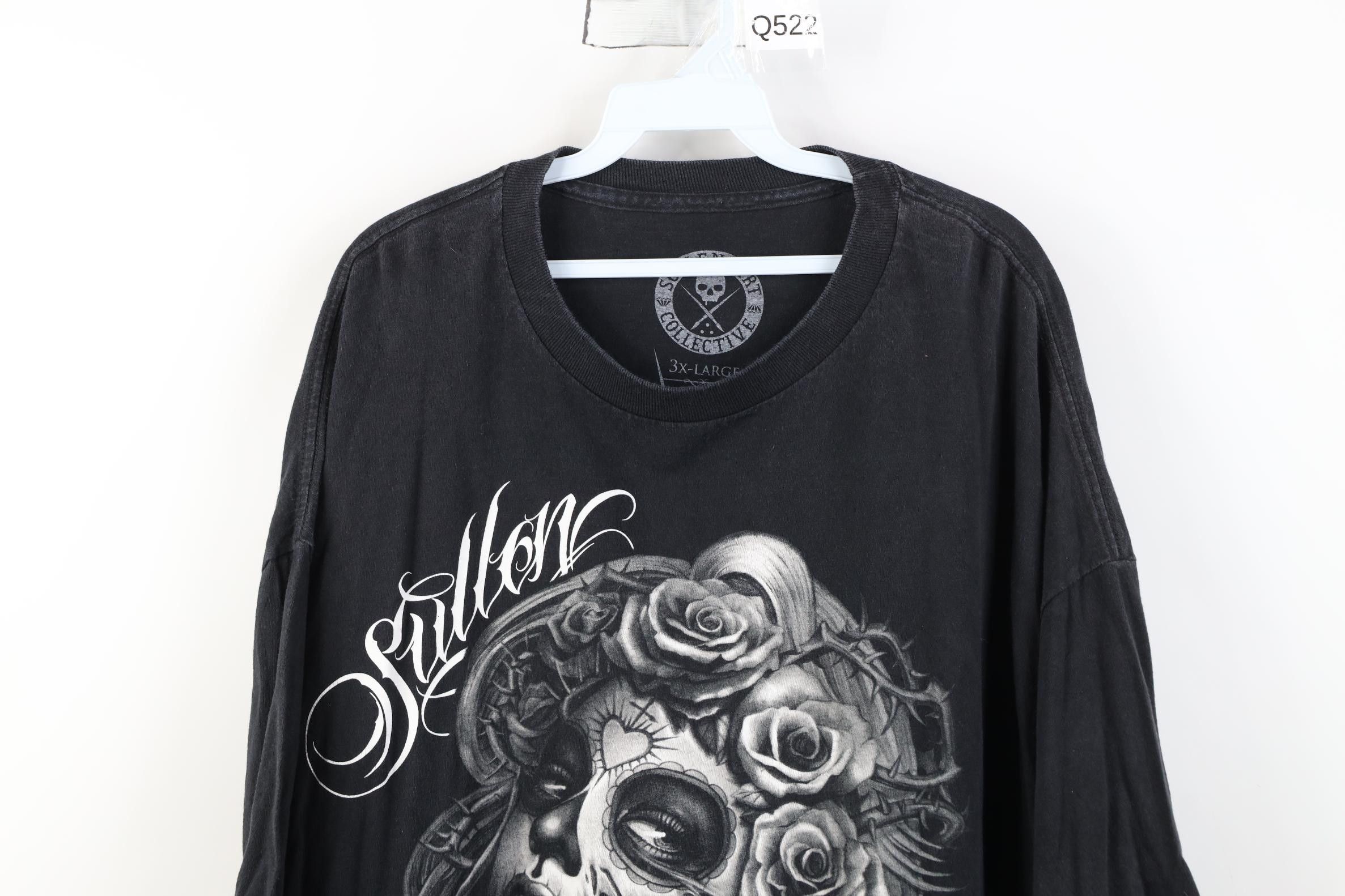 Vintage Vintage Y2K Streetwear Pinup Girl Sugar Skull T-Shirt Black Size US XXL / EU 58 / 5 - 2 Thumbnail