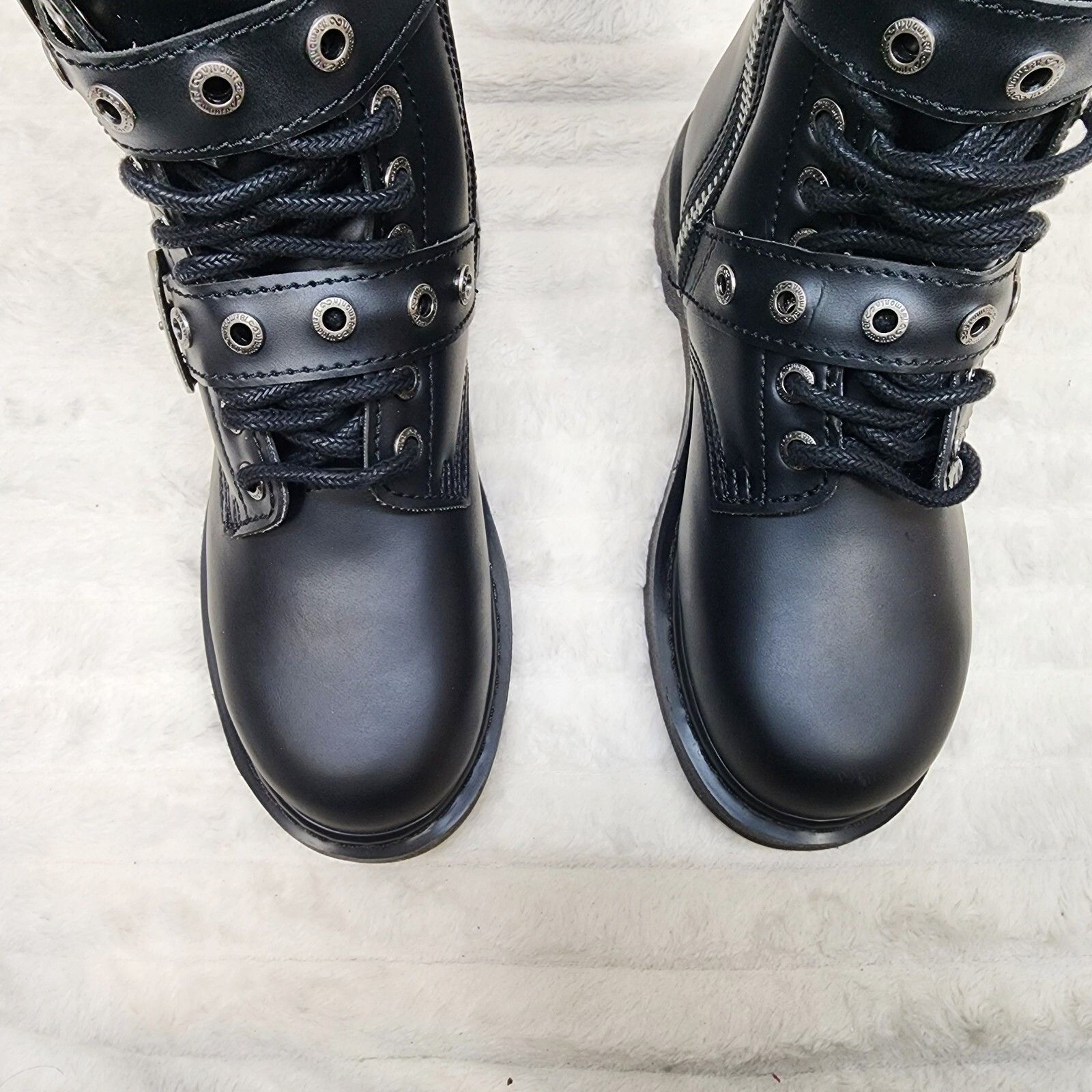 Demonia Cult DEMONIA Bolt 330 Goth Combat Biker Ankle Boots Black Matte M Size US 6 / EU 39 - 4 Thumbnail