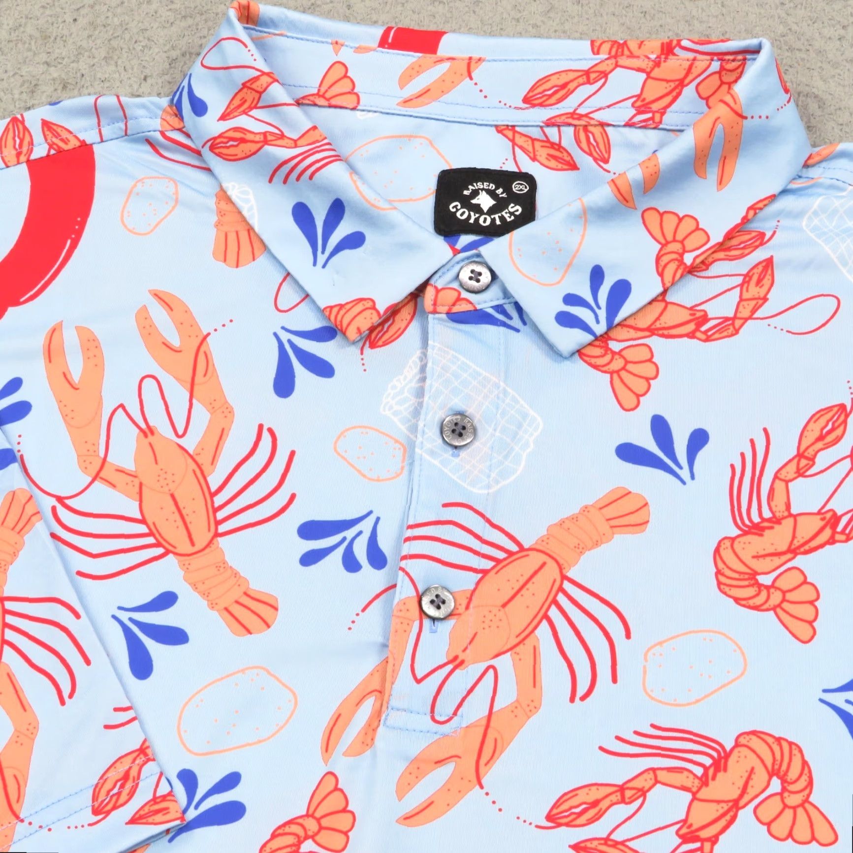 Vintage Raised By Coyotes Polo XXL Blue Southern Low Country All Over Performance Golf Size US XXL / EU 58 / 5 - 2 Thumbnail