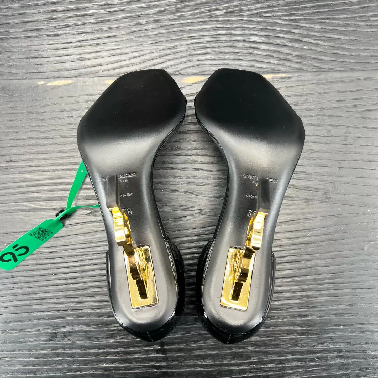 Yves Saint Laurent YSL Opyum Black & Gold Heels Women's 38 Box Size US 7.5 / IT 37.5 - 4 Thumbnail