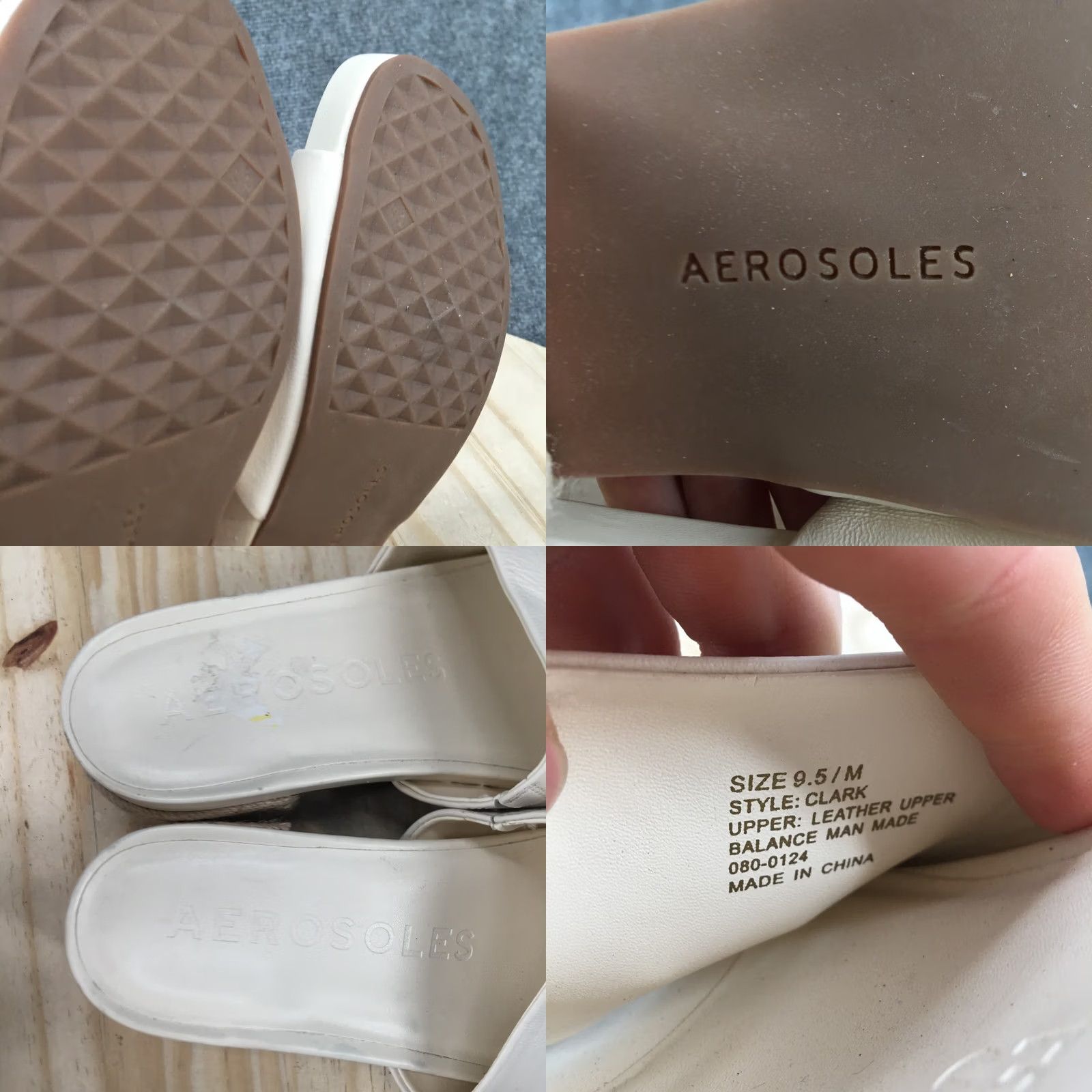 Vintage Aerosoles Sandals Womens 9.5 M Clarks Slide White Leather Slip On Casual Block Shoes Size US 10 / IT 40 - 9 Thumbnail
