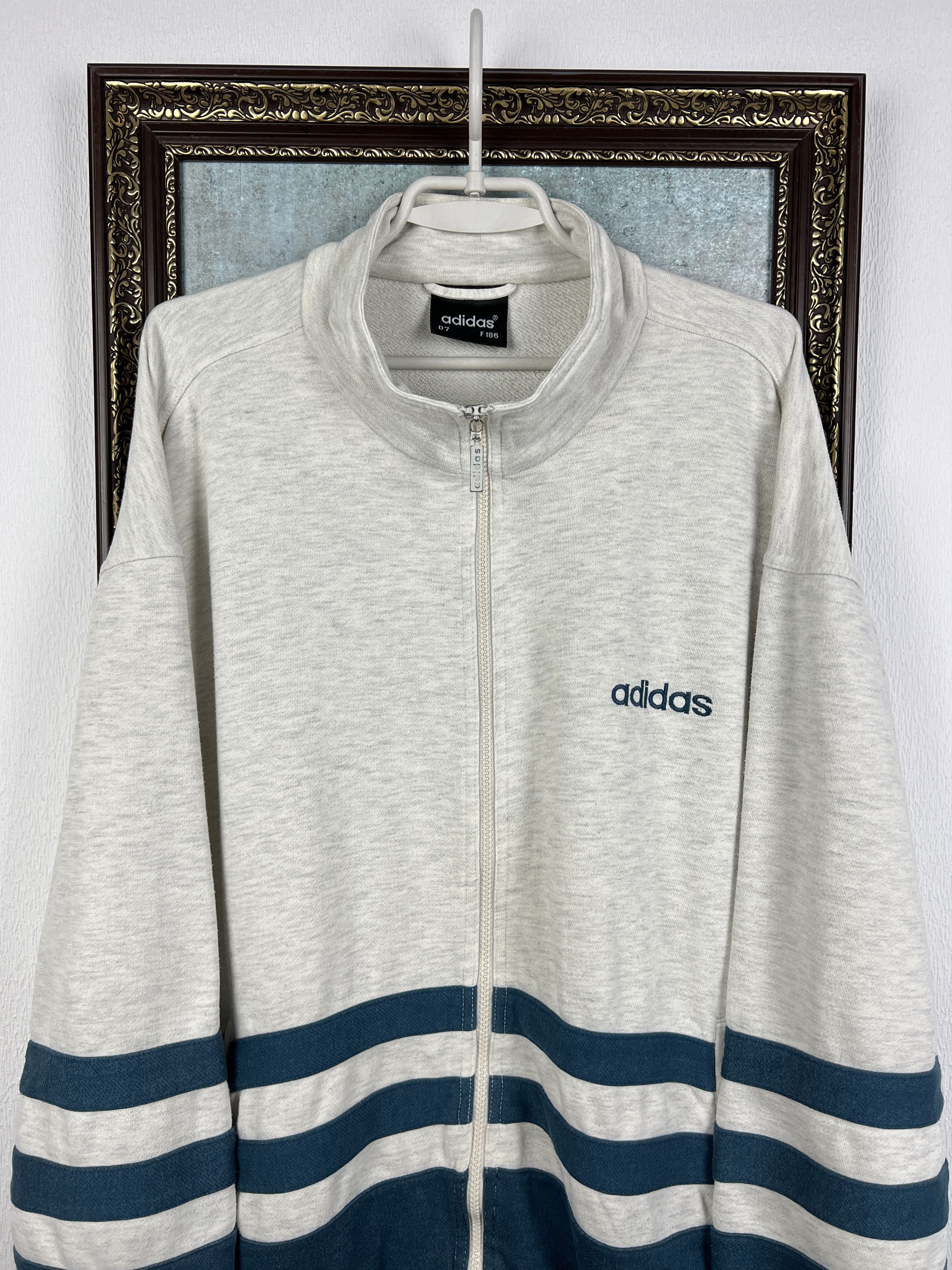 Adidas Vintage 90's Adidas Jacket White Sweater Track Top Zip Hype Size US L / EU 52-54 / 3 - 2 Thumbnail
