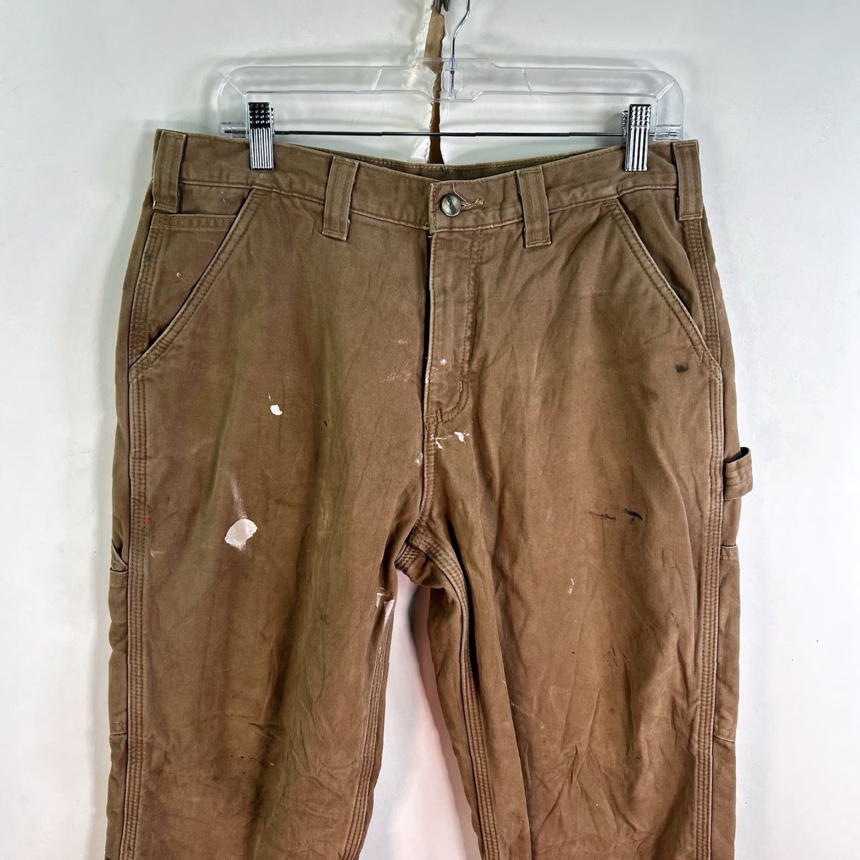 Carhartt VINTAGE Carhartt Lined Carpenter Pants Mens Size 33x30 Brown Canvas Relaxed Fit Workwear 90s Size US 33 - 2 Thumbnail