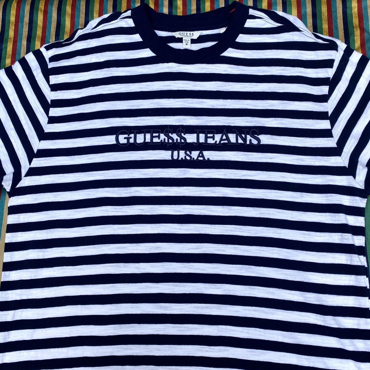 Other GUESS JEANS 'U.S.A' ASAP ROCKY Embroidered Striped NAVY Size US M / EU 48-50 / 2 - 6 Thumbnail