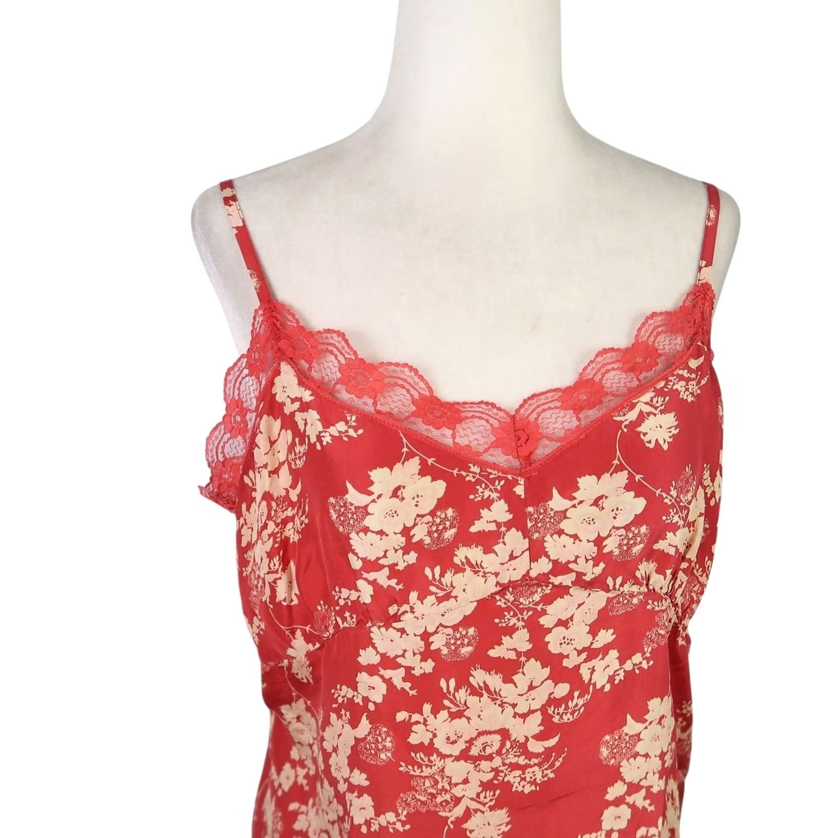 Old Navy VINTAGE Old Navy Floral Silk Camisole Tank Top L Women Sleeveless Bohemian 90s 00s Red Cream Pattern Casual Party/Cocktail Spring Summer Fall Size L / US 10 / IT 46 - 2 Thumbnail