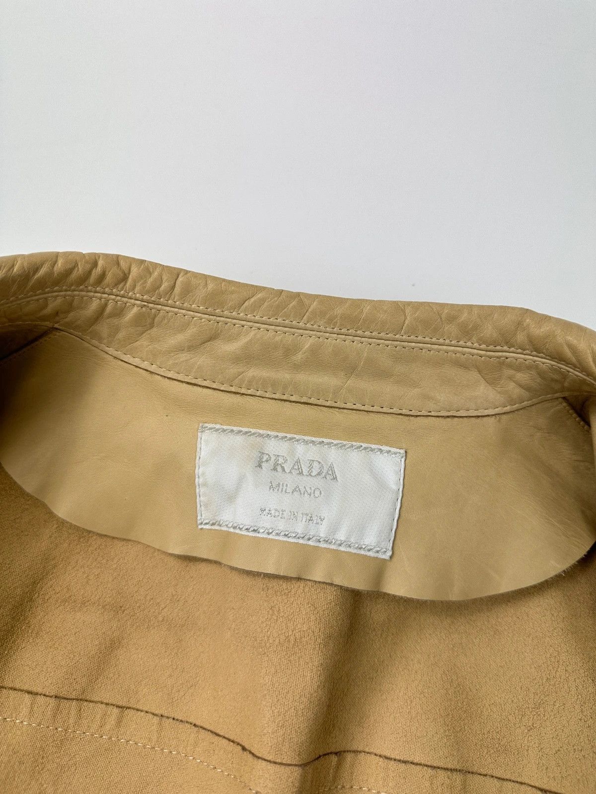 Prada Prada Milano SS99 Beige Leather CalfSkin Snap Buttons Jacket Size M / US 6-8 / IT 42-44 - 13 Thumbnail