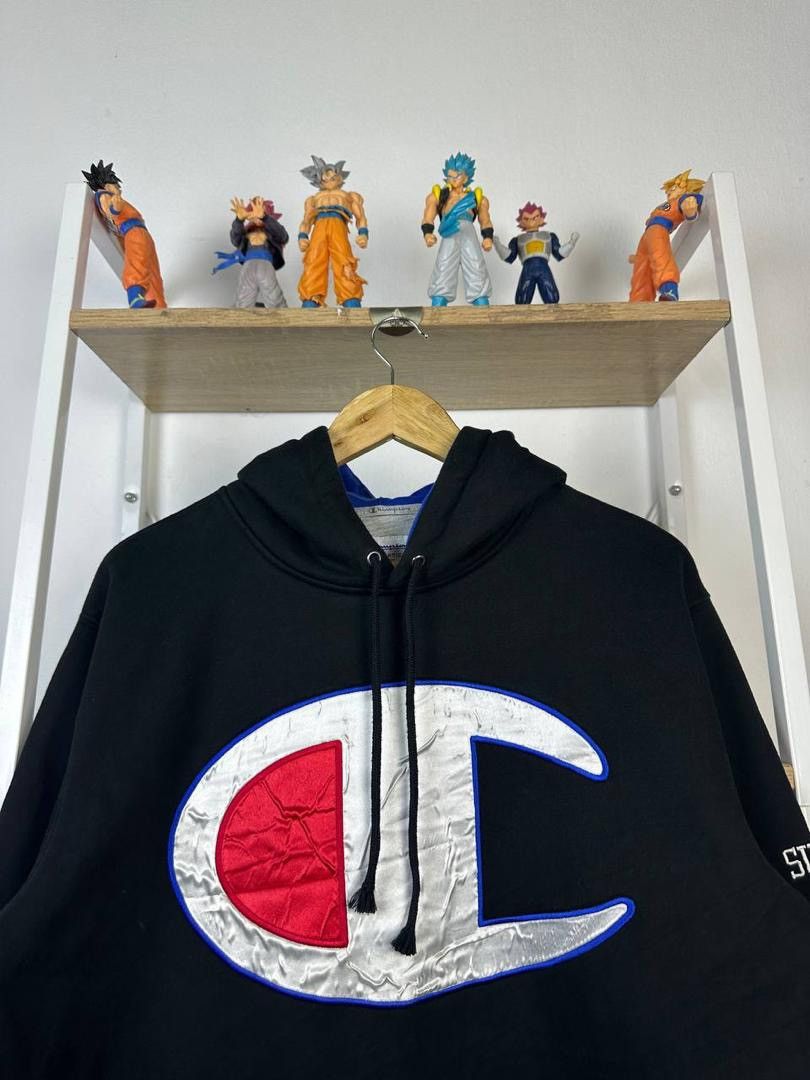Champion × Supreme × Vision Streetwear Supreme Champion Big Satin Logo Hoodie Sweatshirt (PIT 23.5) Size US L / EU 52-54 / 3 - 2 Thumbnail