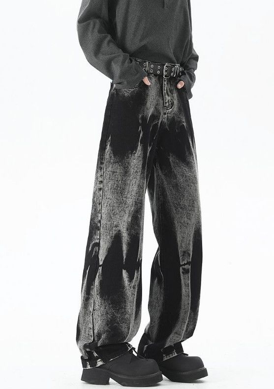 Japanese Brand American street wide-leg tie-dye straight loose baggy jeans Size US 32 / EU 48 - 4 Thumbnail
