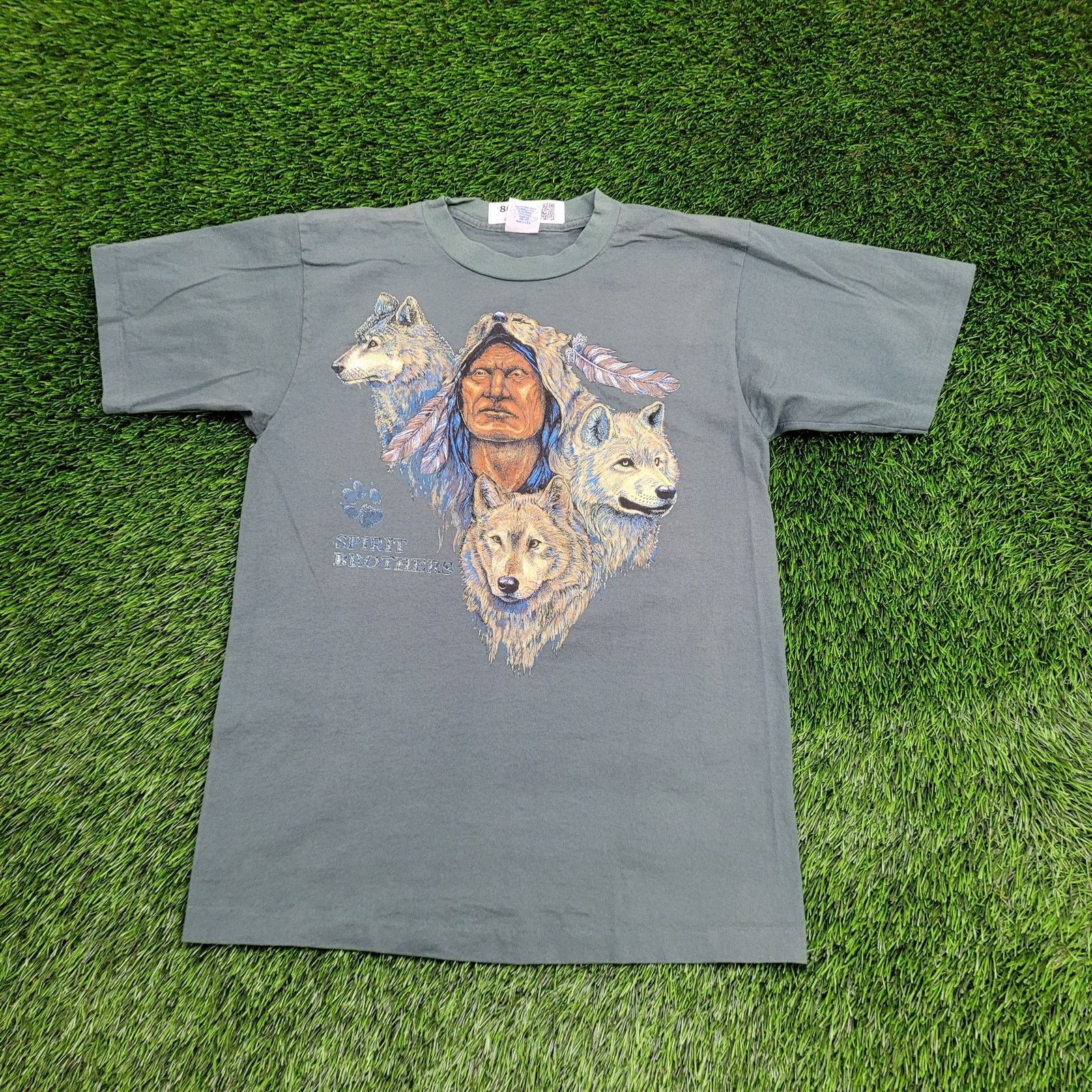 Vintage VTG 90s Native-American Indian Wolf Shirt Medium 19x26 Size US M / EU 48-50 / 2 - 1 Thumbnail