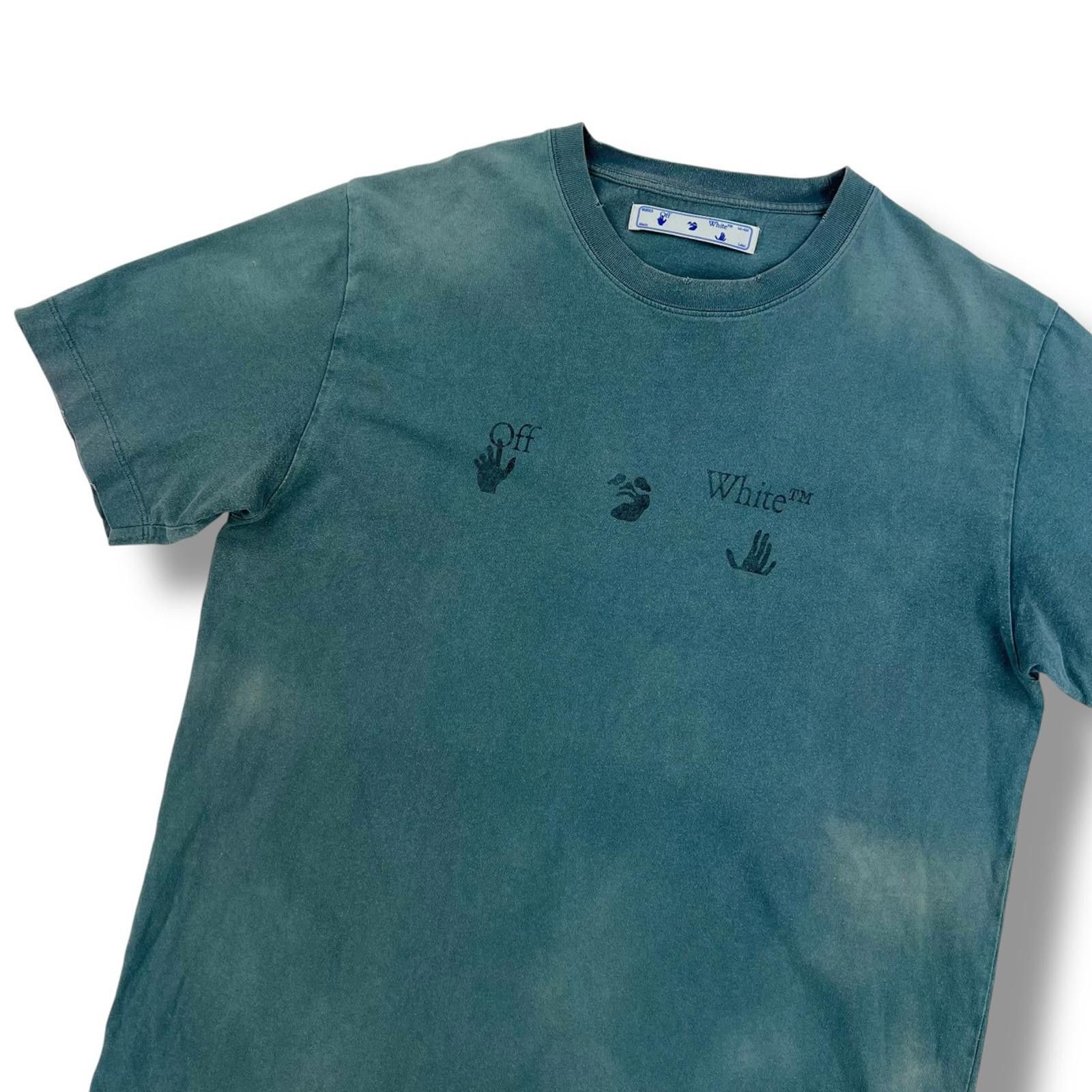 Off-White Off-White Hand Print Distressed Teal T Shirt Size US XL / EU 56 / 4 - 1 Thumbnail