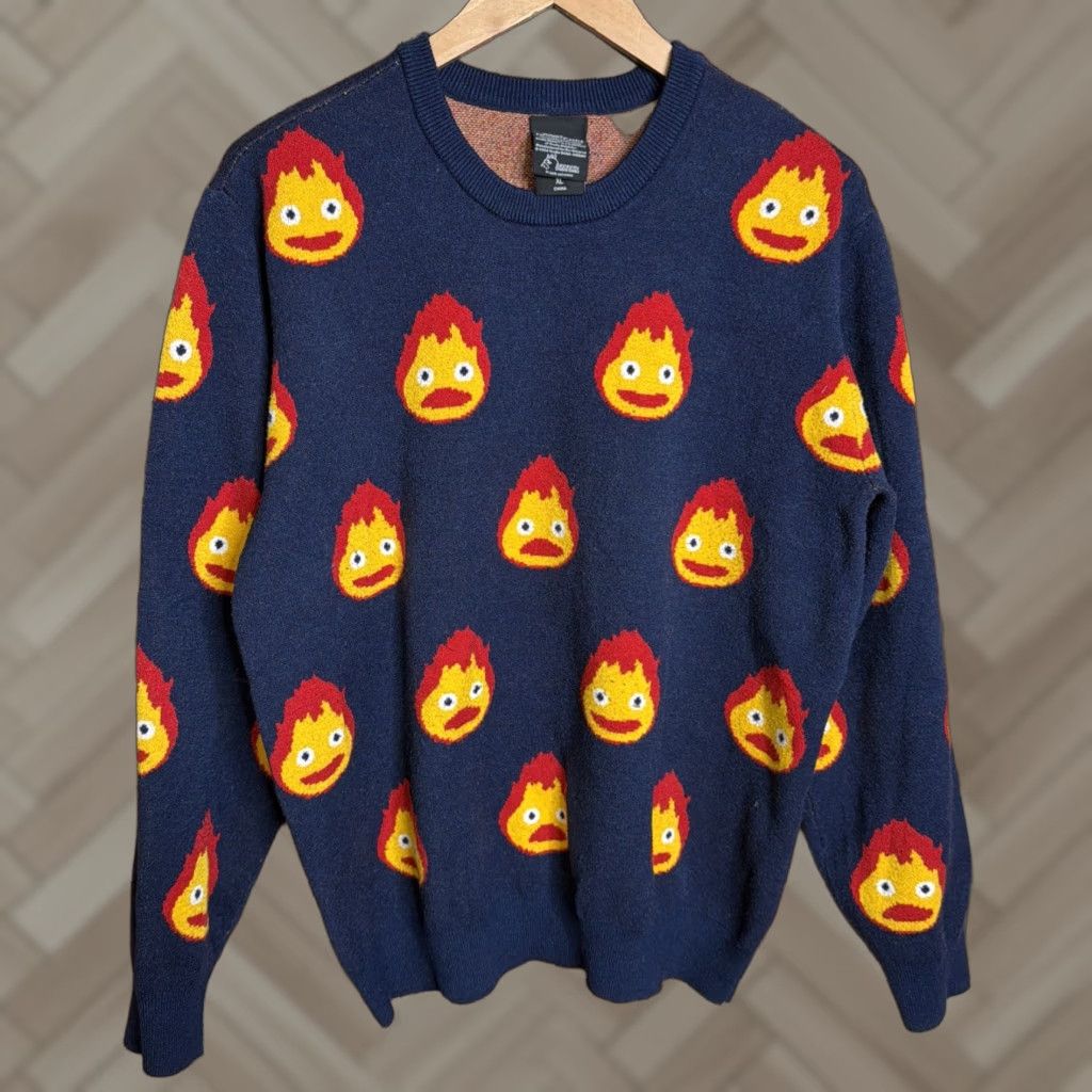 Vintage VINTAGE Howls Moving Castle Sweater Mens XL Studio Ghibli Calcifer Box Lunch Pullover Size US XL / EU 56 / 4 - 1 Thumbnail
