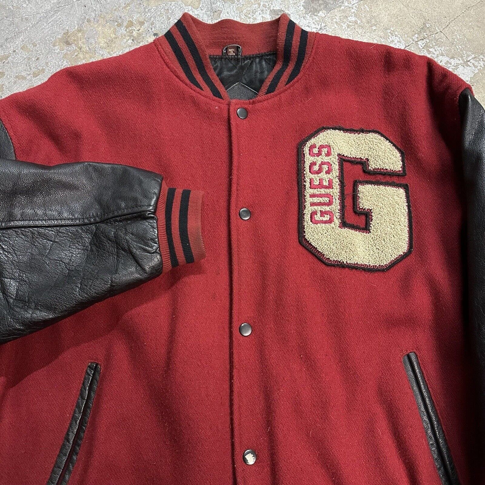 Guess × Vintage Vintage Guess Jeans Wool Leather Letterman Varsity Jacket XL Size US XL / EU 56 / 4 - 2 Thumbnail