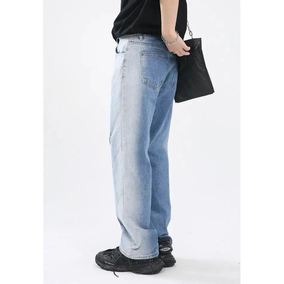 Japanese Brand Retro loose straight leg gradient ripped jeans Size US 32 / EU 48 - 5 Thumbnail