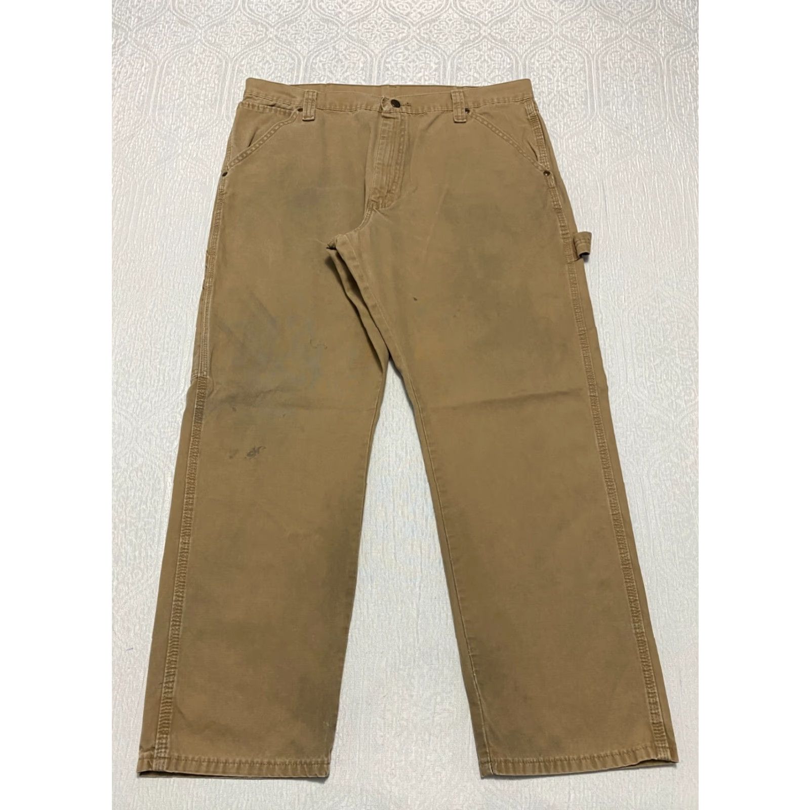 Wrangler VINTAGE Wrangler Workwear Carpenter Pants Men's 38x30 Brown Relaxed Work Pants Mens Brown 100% Cotton Wrangler Carpenter Pants Mens Size 38x30 Brown Size US 38 / EU 54 - 2 Thumbnail