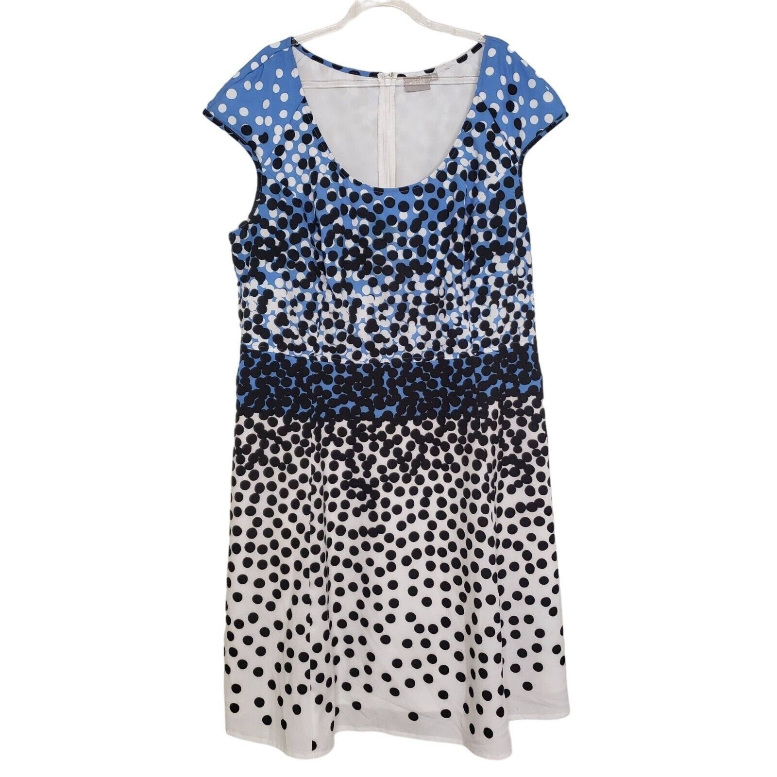 Designer eShakti Polka Dot Dress Womens Size 2X Ombre Blue Pockets Size XXL / US 16-18 / IT 52-54 - 1 Thumbnail