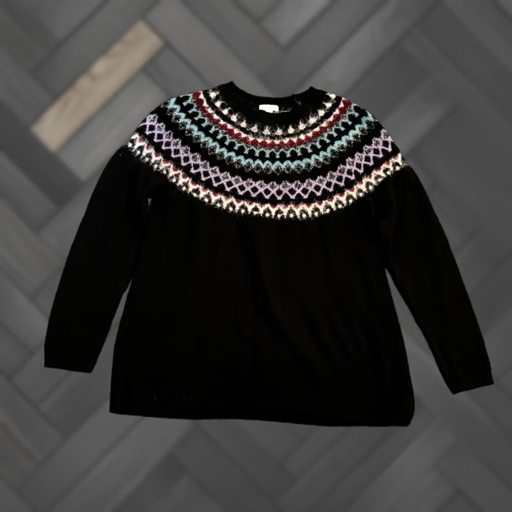J. Jill J Jill Sweater Womens Small Black Pattern Stripes Pullover Crewneck S Black Knit Crew Neck Pullover Womens - Size S / US 4 / IT 40 - 1 Thumbnail