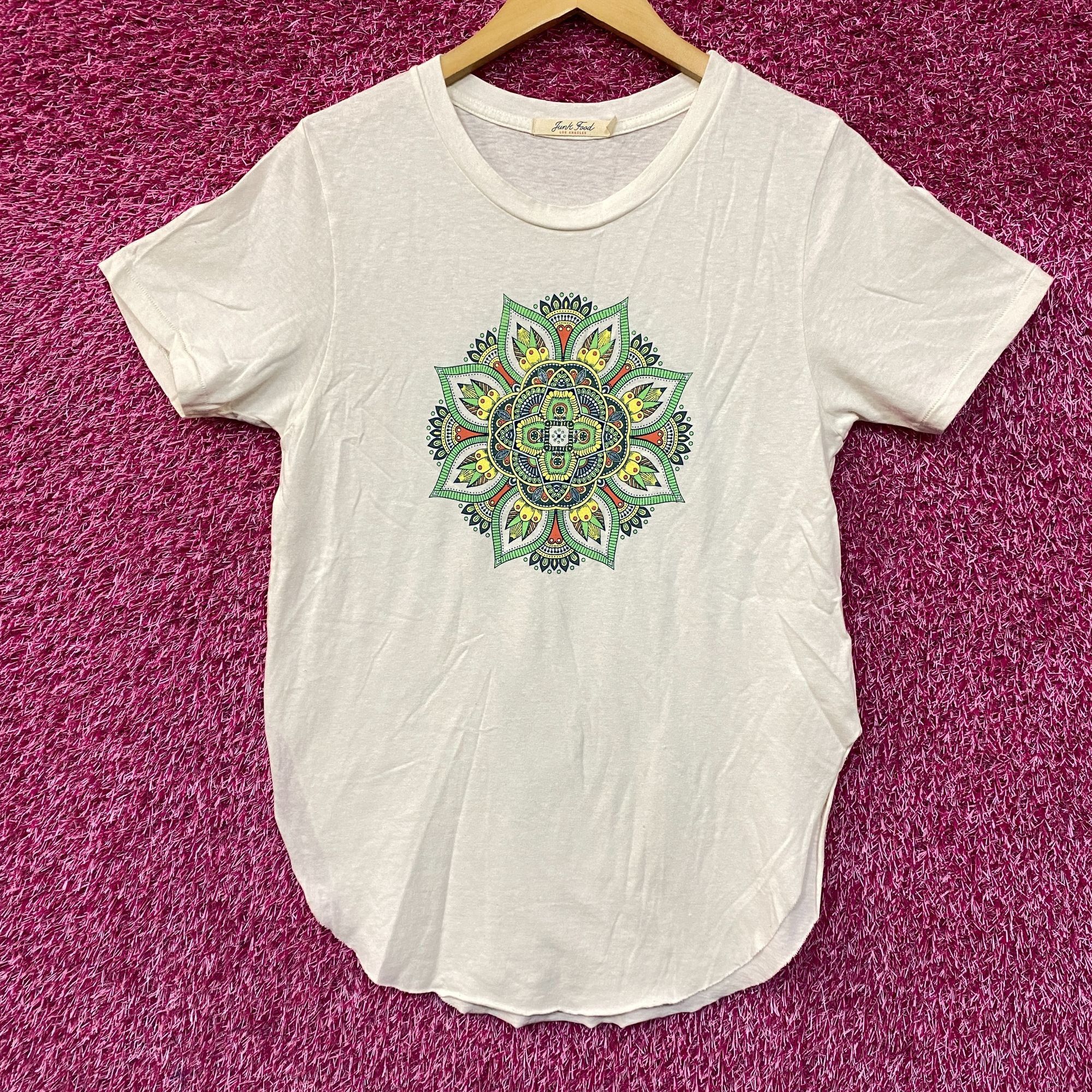 Junk Food Floral Bee Mandala Psychedelisch Frauen T-Shirt Small Size S / US 4 / IT 40 - 1 Thumbnail