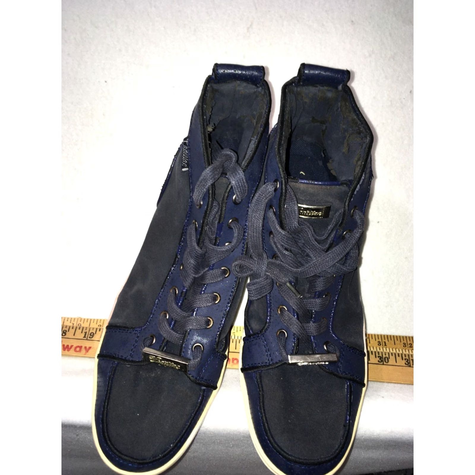 Vintage GM Cadillac Hi Top Mens Basketball Sneakers BLUE BLACK US 11 Sneaker Athletic Cadarro? Size US M / EU 48-50 / 2 - 2 Thumbnail