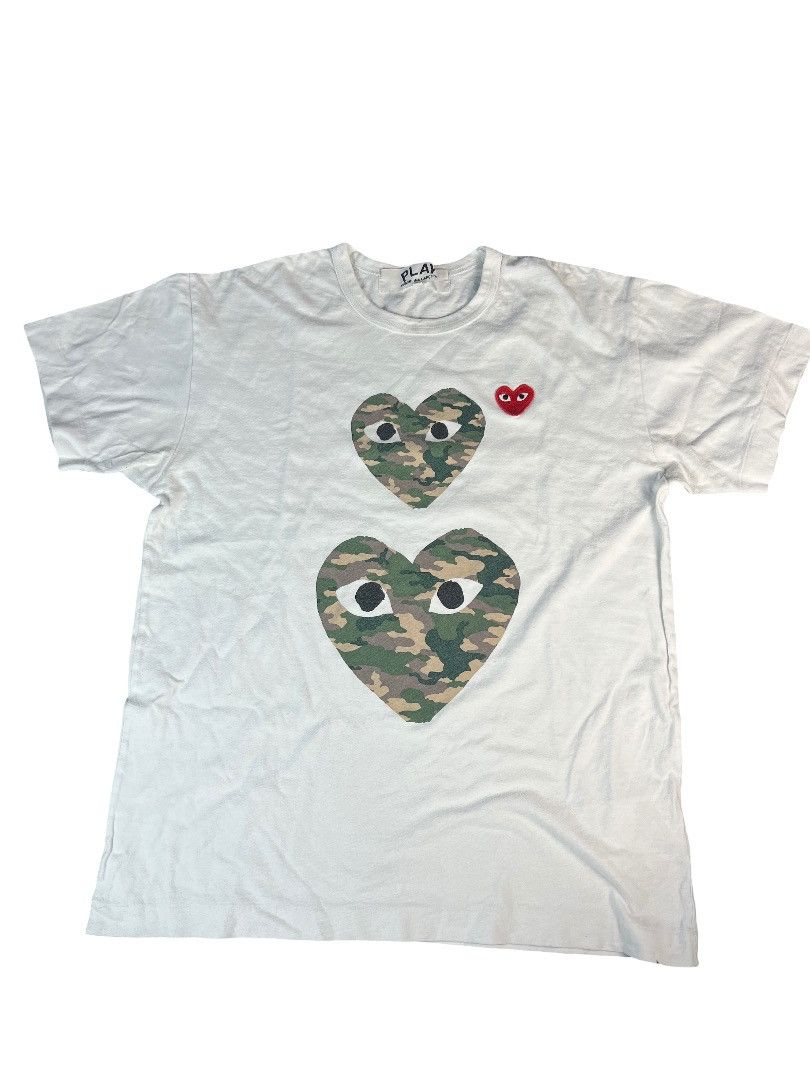 Comme des Garcons COMME des GARÇONS PLAY Camo Double Heart Tee Size XL Size US XL / EU 56 / 4 - 1 Thumbnail