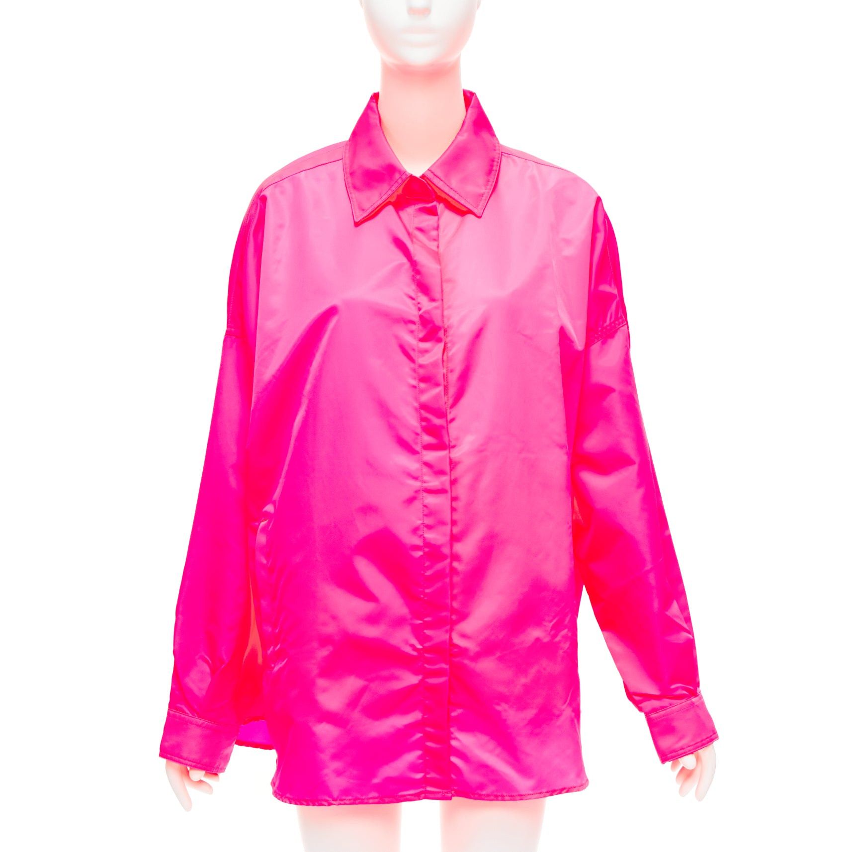 image of Frankie Shop Perla Hot Pink Nylon Oversized Shell Shirt Jacket Xs, Women's