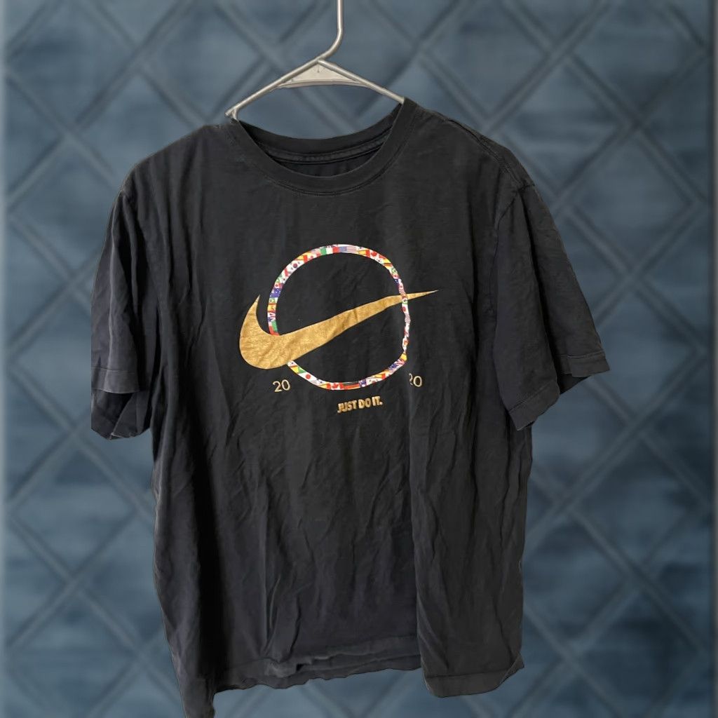 Nike Nike T-Shirt Mens Black Just Do It 2020 Olympics World Cup Swoosh Crew Neck Short Sleeve L Graphic Heathered Size US L / EU 52-54 / 3 - 1 Thumbnail
