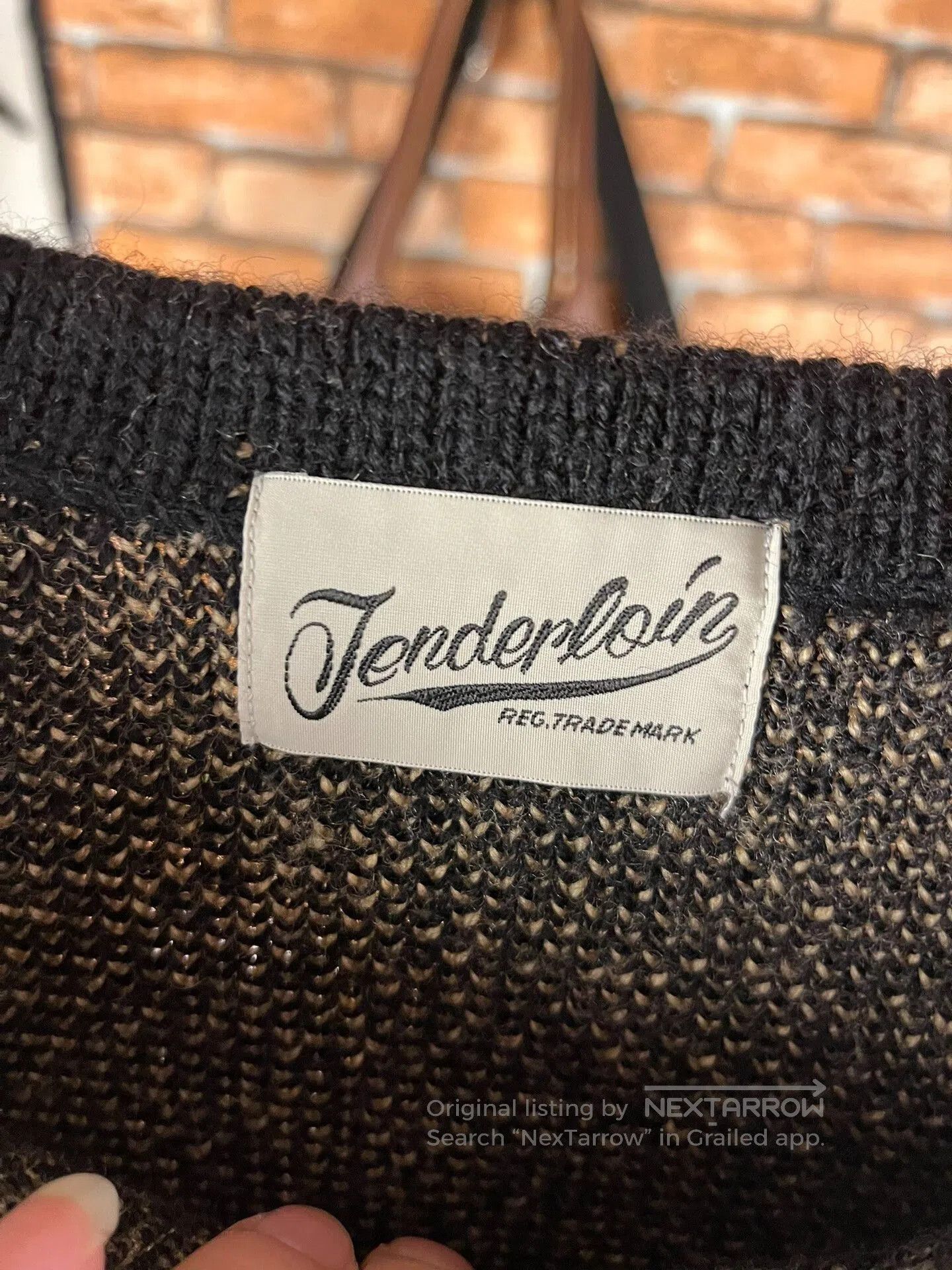 Japanese Brand Classic Black V-Neck Sweater with Cream Accent. Size US S / EU 44-46 / 1 - 2 Thumbnail