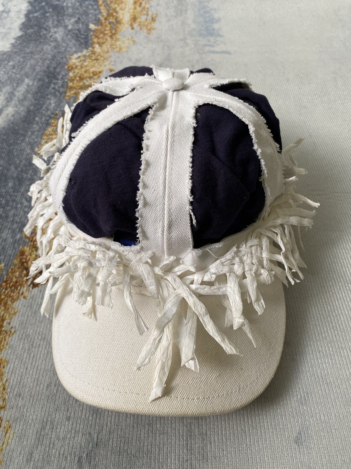 Maison Margiela SS19 Decorated Dried Woven Raphia Hat In 100 White Cap Size ONE SIZE - 2 Thumbnail